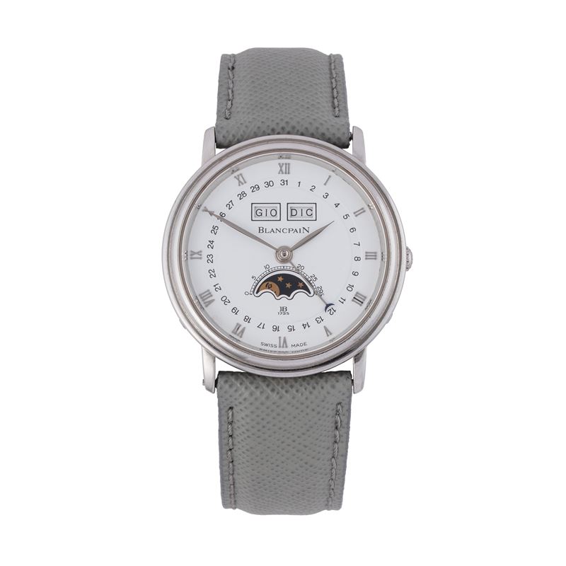 BLANCPAIN - VILLERET TRIPLE CALENDAR TRIPLO CALENDARIO IN ACCIAIO A CARICA MANUALE CON CASSA A SC...