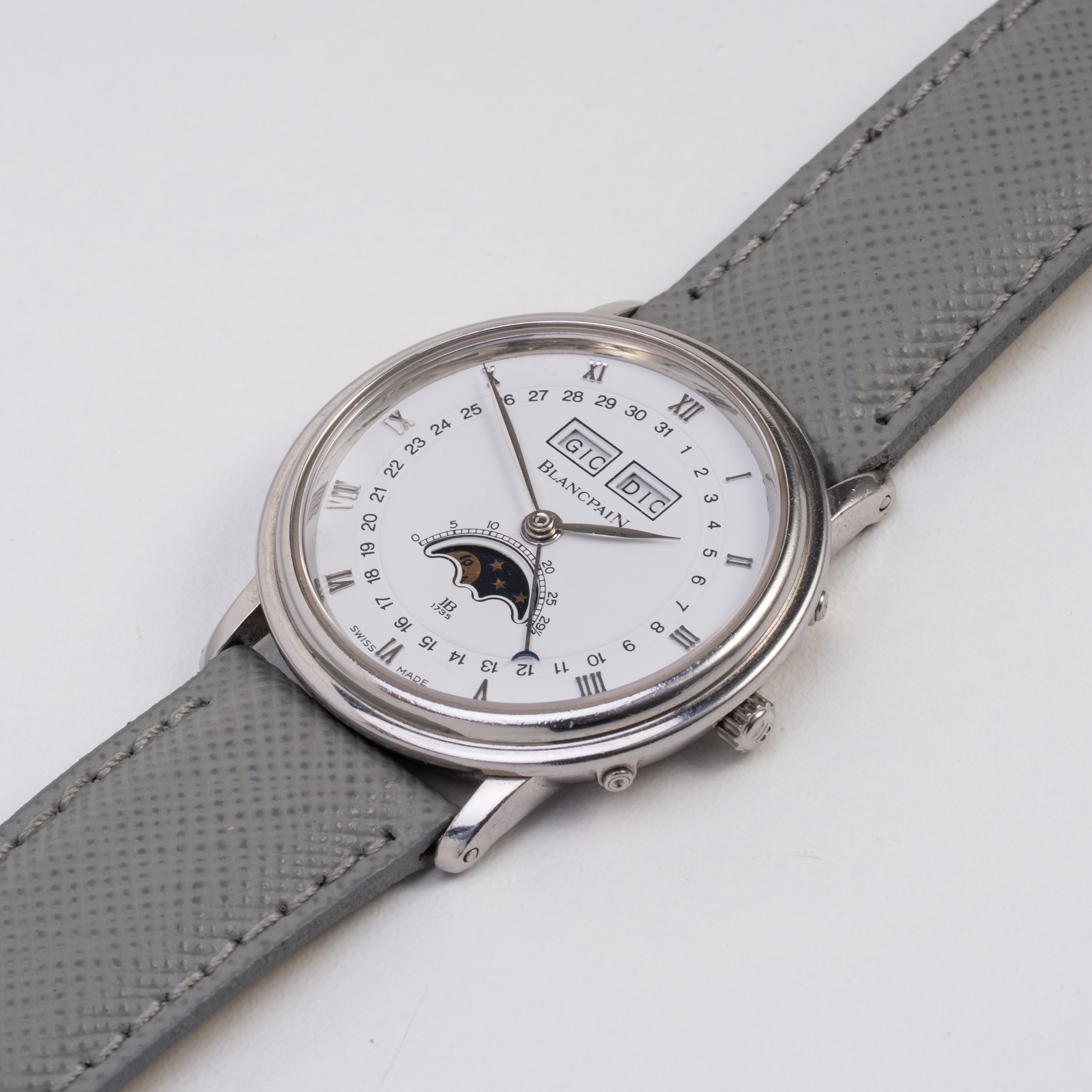BLANCPAIN - VILLERET TRIPLE CALENDAR TRIPLO CALENDARIO IN ACCIAIO A CARICA MANUALE CON CASSA A SC...