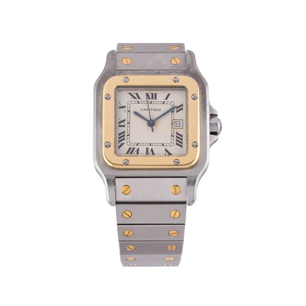 CARTIER - CARTIER - SANTOS CARREE' AUTOMATIC TIME-ONLY WATCH IN STEEL AND 18KT YELLOW GOLD WITH CREAM DIAL
