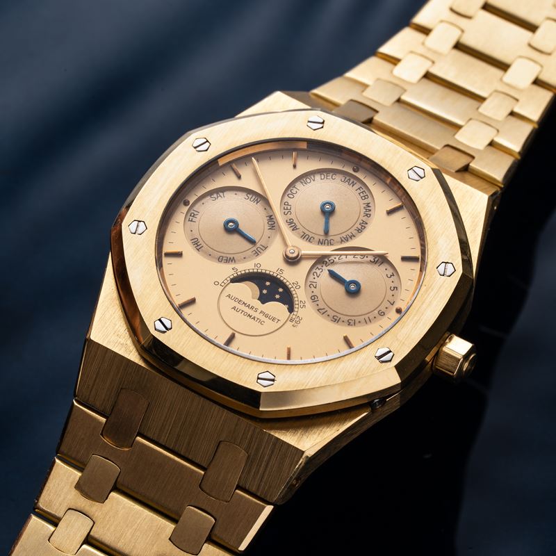 AUDEMARS PIGUET - ROYAL OAK PERPETUAL CALENDAR CALENDARIO PERPETUO A CARICA AUTOMATICA IN ORO GIA...