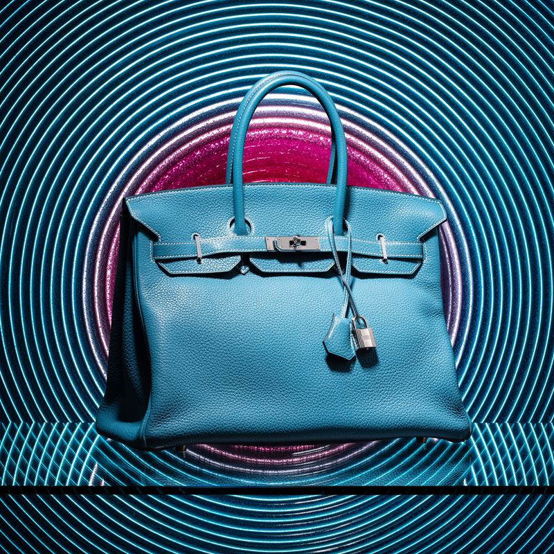 HERMÈS BIRKIN 35 RETOURNÉ TOGO BLUE JEAN PALLADIUM HARDWARE 2011