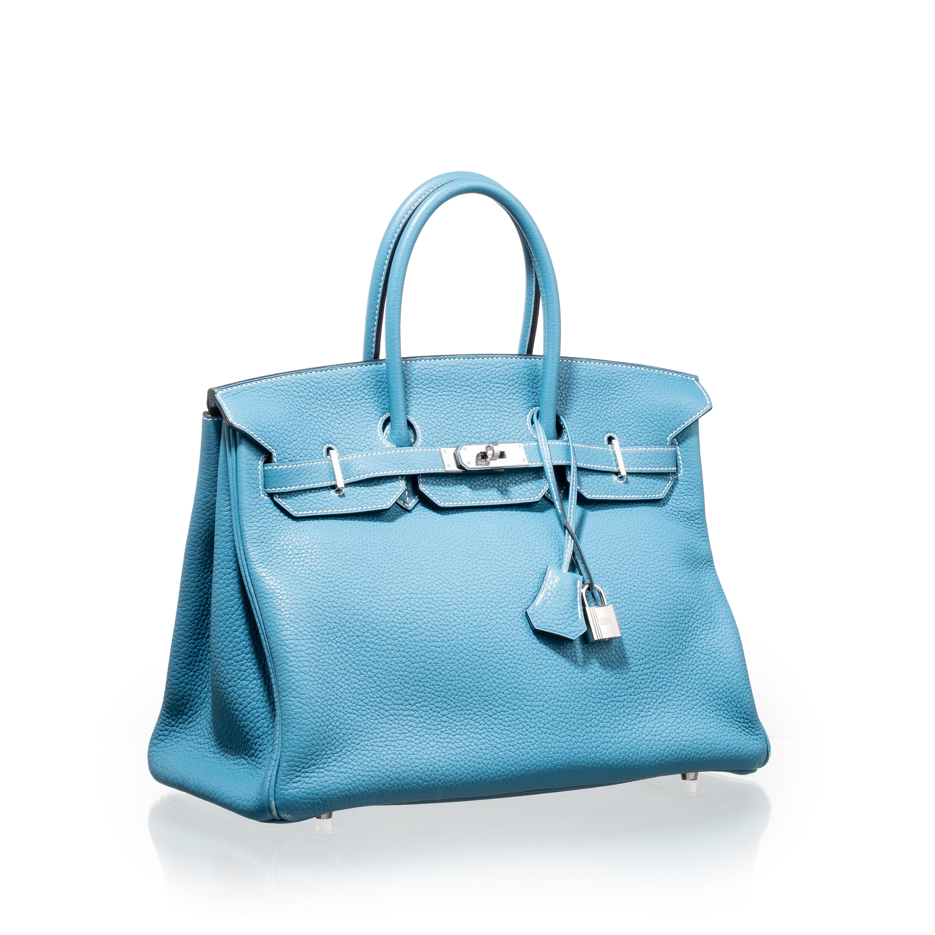 HERMÈS BIRKIN 35 RETOURNÉ TOGO BLUE JEAN PALLADIUM HARDWARE 2011