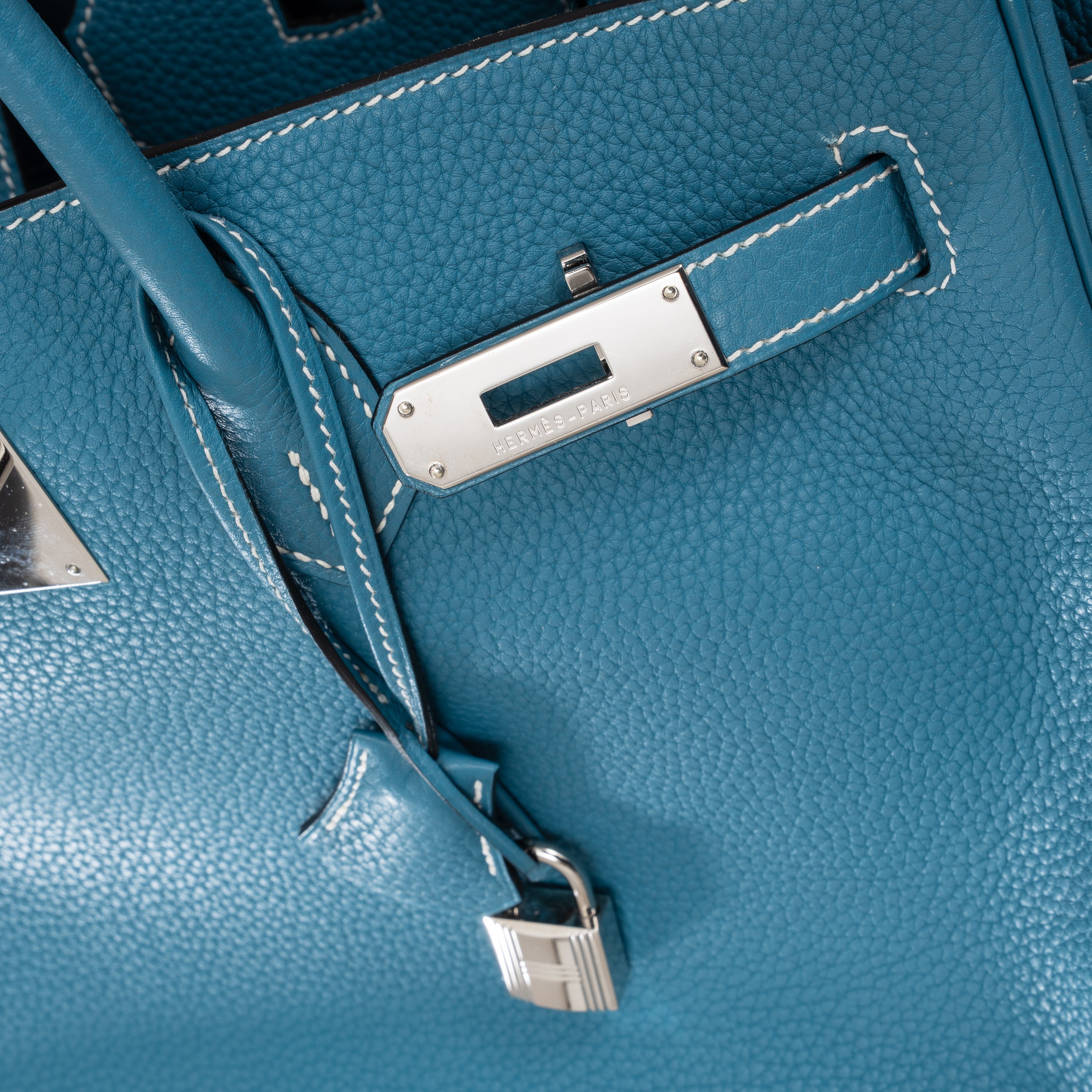 HERMÈS BIRKIN 35 RETOURNÉ TOGO BLUE JEAN PALLADIUM HARDWARE 2011