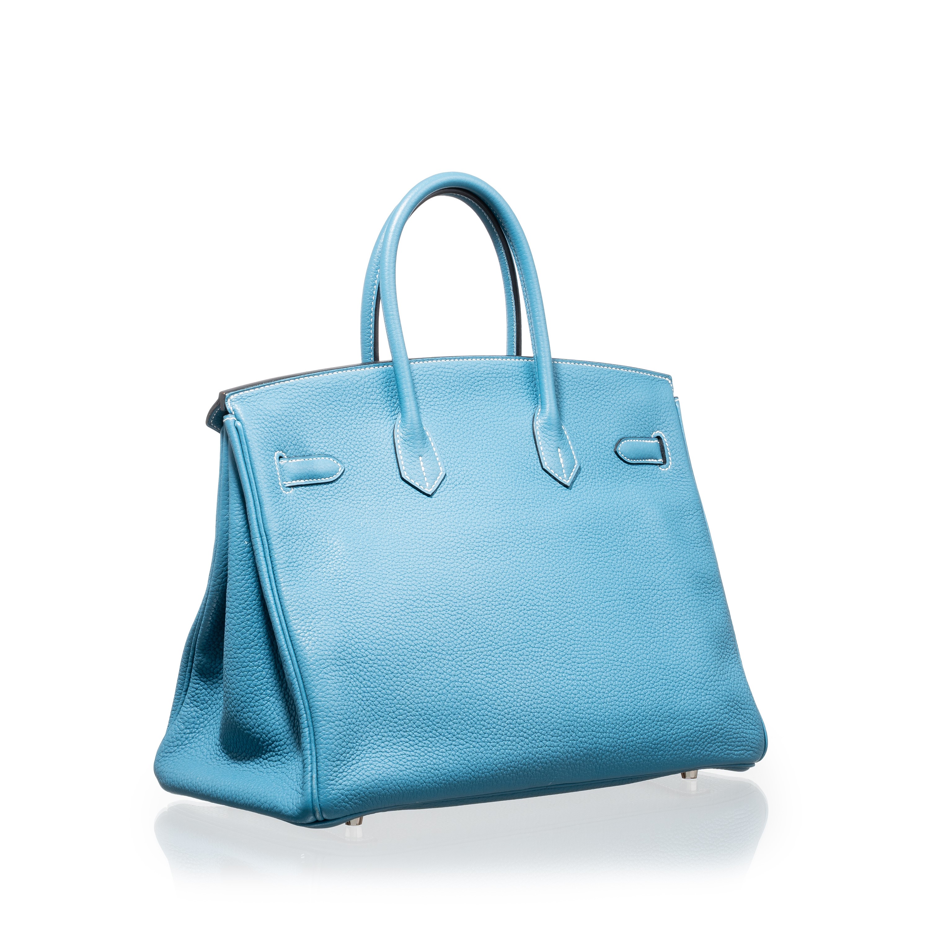 HERMÈS BIRKIN 35 RETOURNÉ TOGO BLUE JEAN PALLADIUM HARDWARE 2011