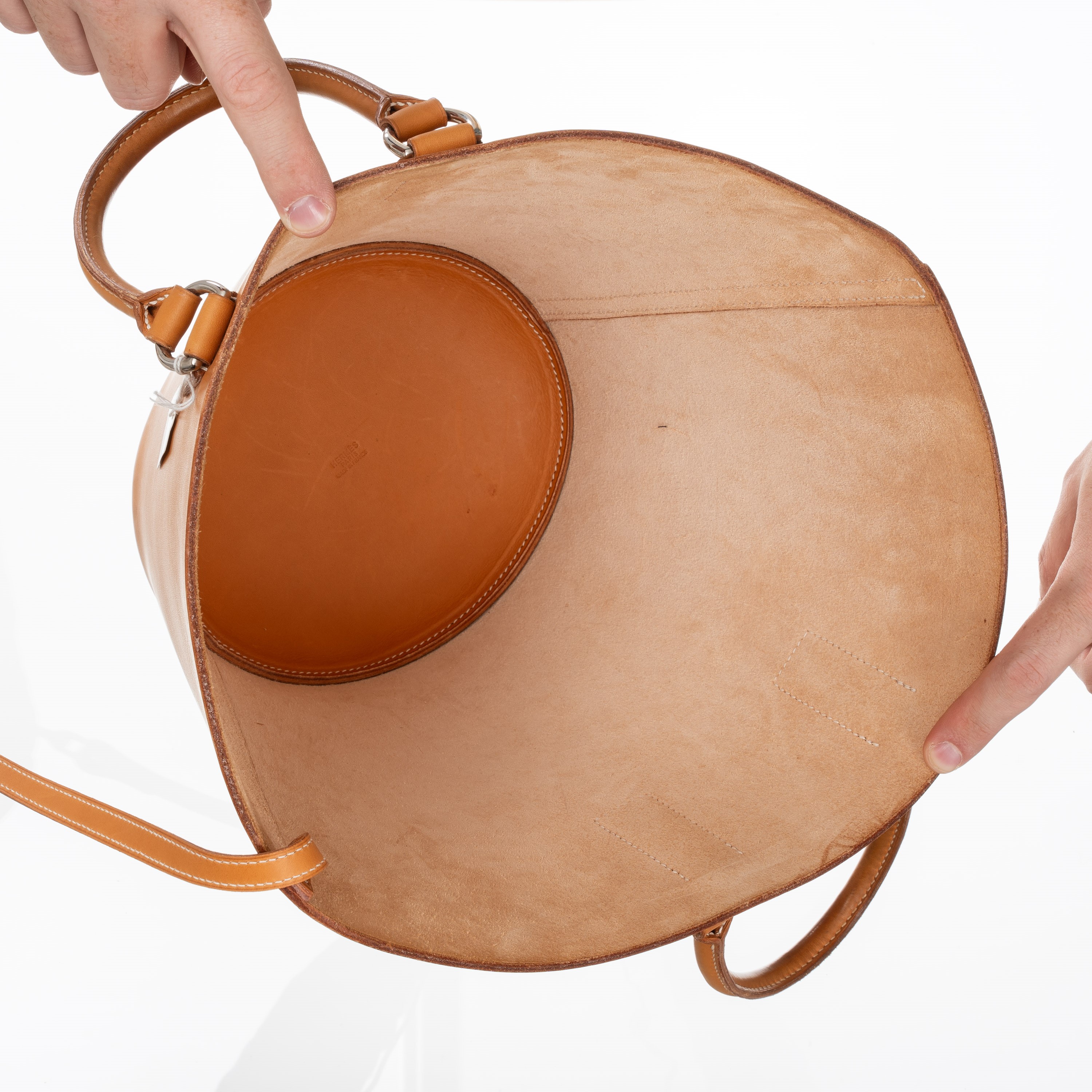 HERMÈS SECCHIELLO CABAS VACHE NATURELLE PALLADIUM HARDWARE 2007