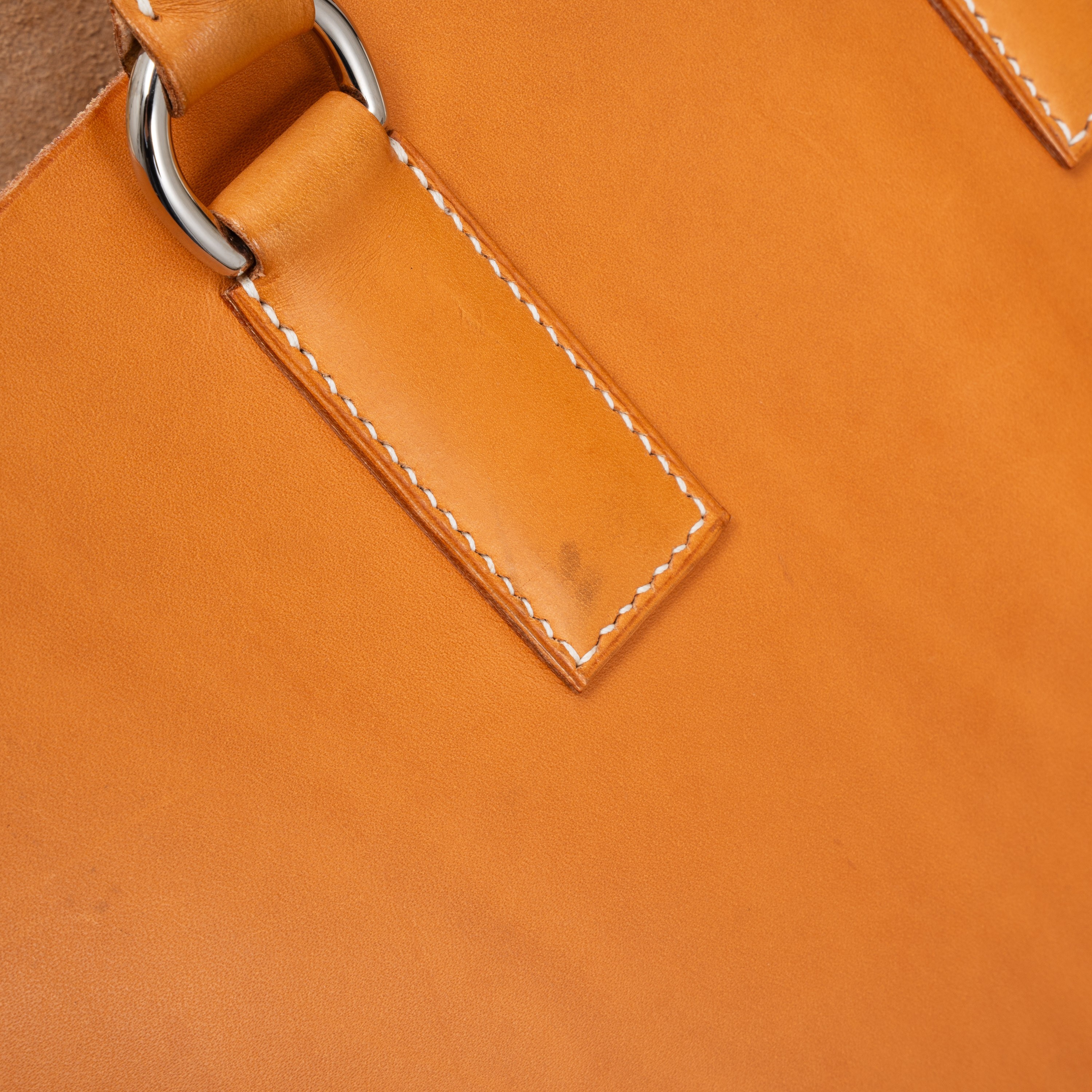 HERMÈS SECCHIELLO CABAS VACHE NATURELLE PALLADIUM HARDWARE 2007