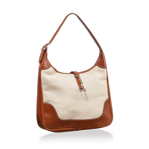 HERM&#200;S - HERMÈS BORSA TRIM PELLAME BARENIA COLOR FAUVE E TESSUTO CRINOLINE PHW