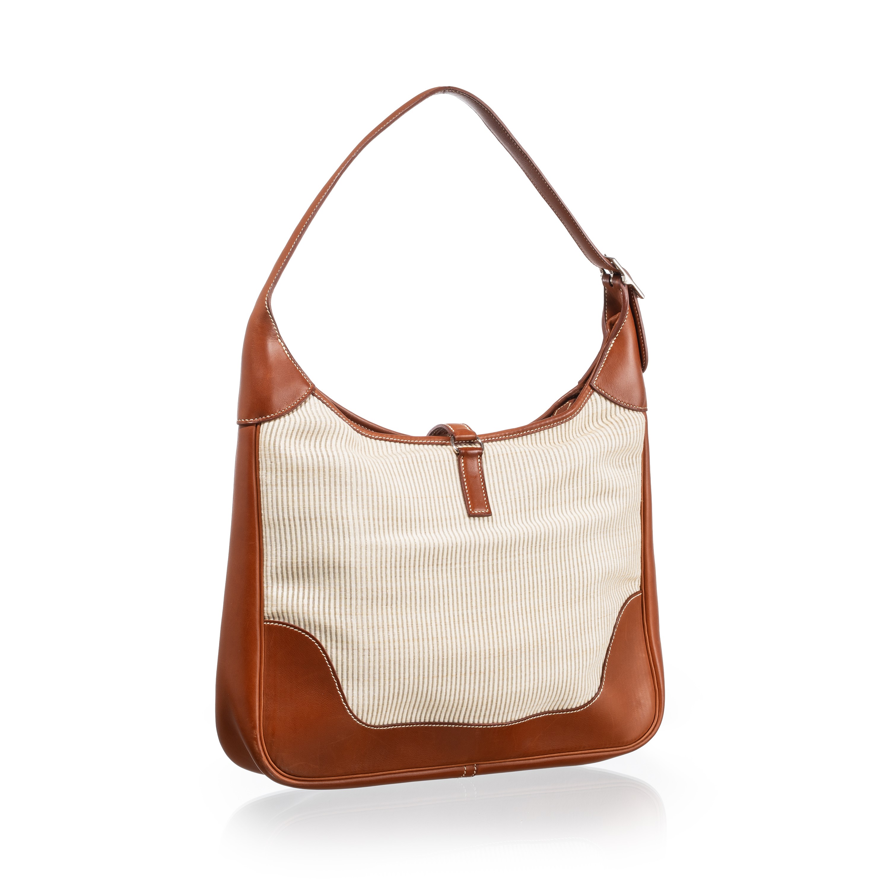 HERMÈS BORSA TRIM PELLAME BARENIA COLOR FAUVE E TESSUTO CRINOLINE PHW