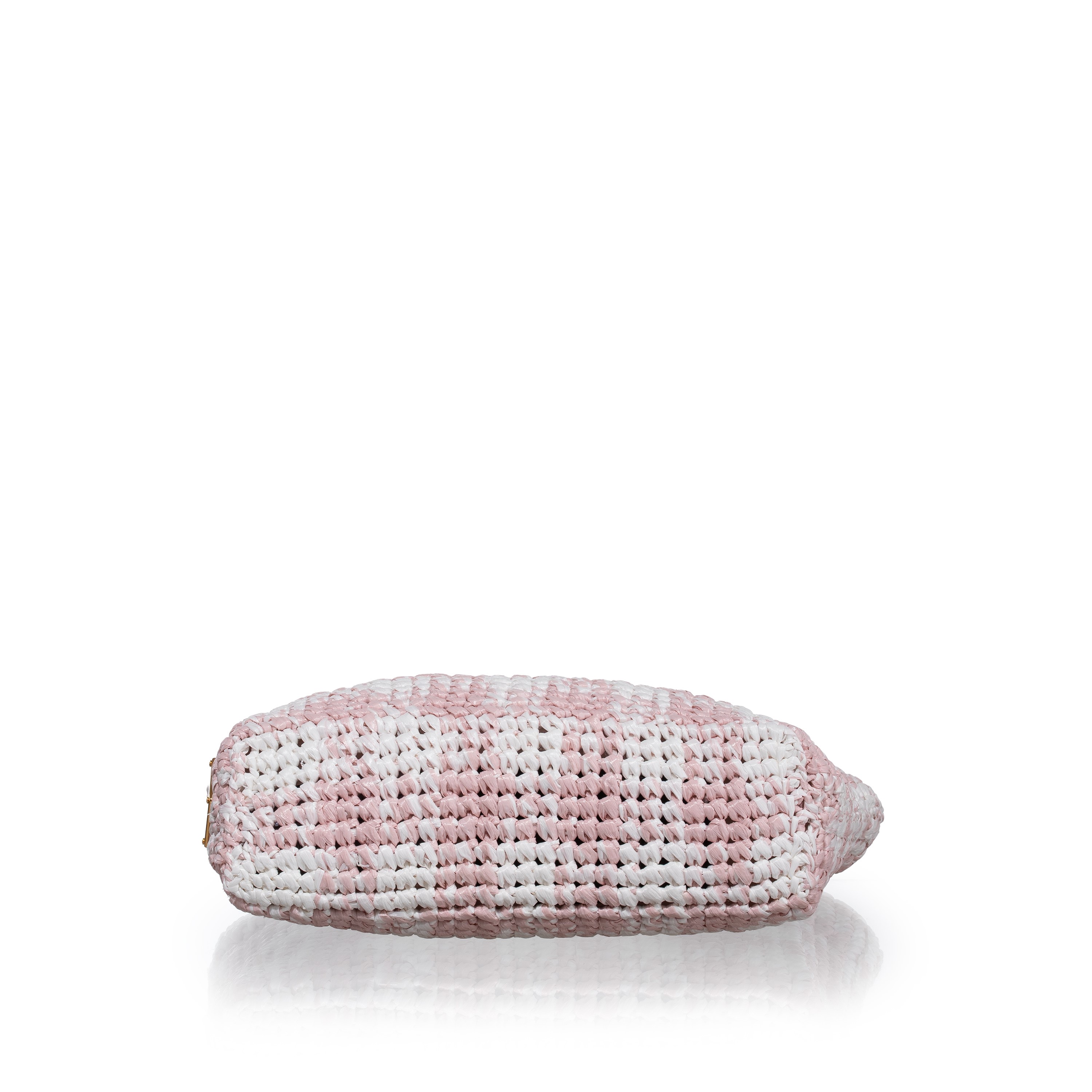 PRADA SHOPPER A MANO RAFIA BIANCA E ROSA