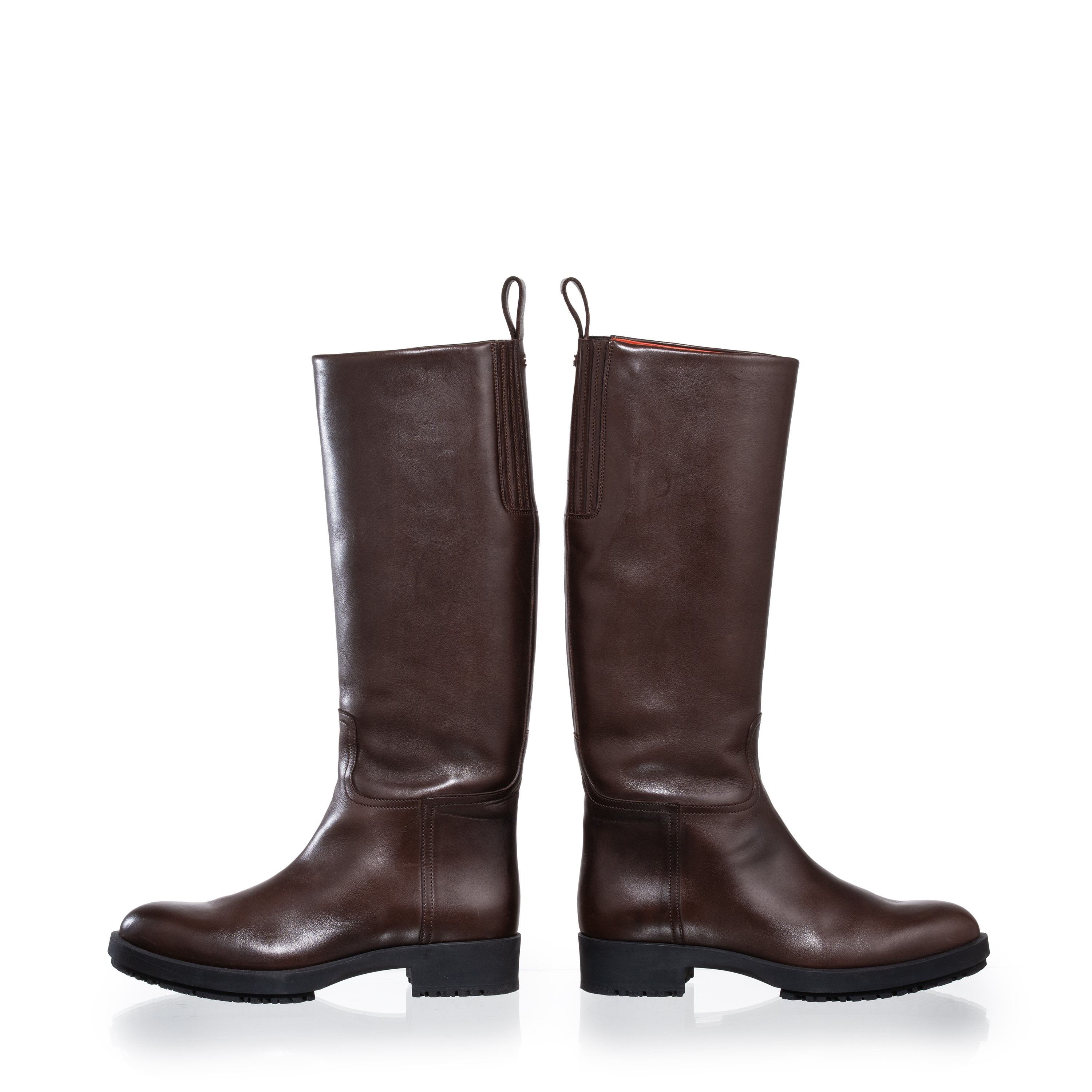 HERMÈS STIVALI STEEPLE IN PELLE MARRONE E SUOLA GOMMATA NERA - TAGLIA 37