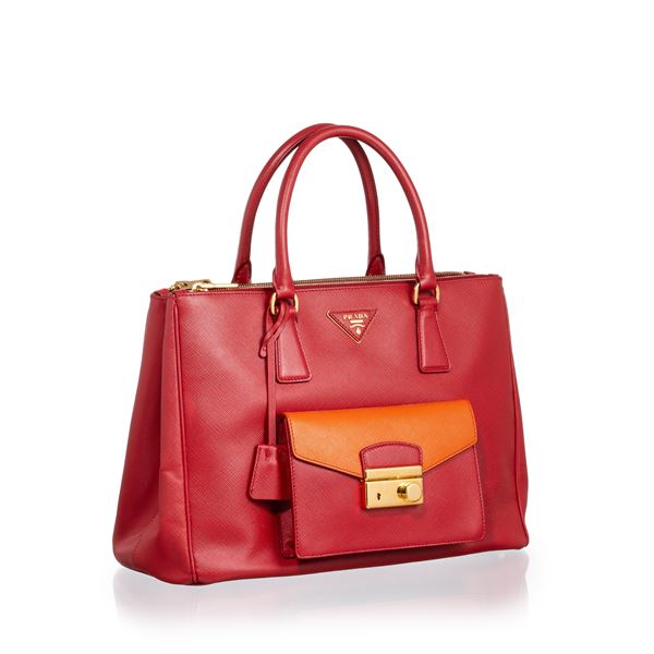 PRADA - PRADA GALLERIA BICOLOR FUOCO PAPAYA