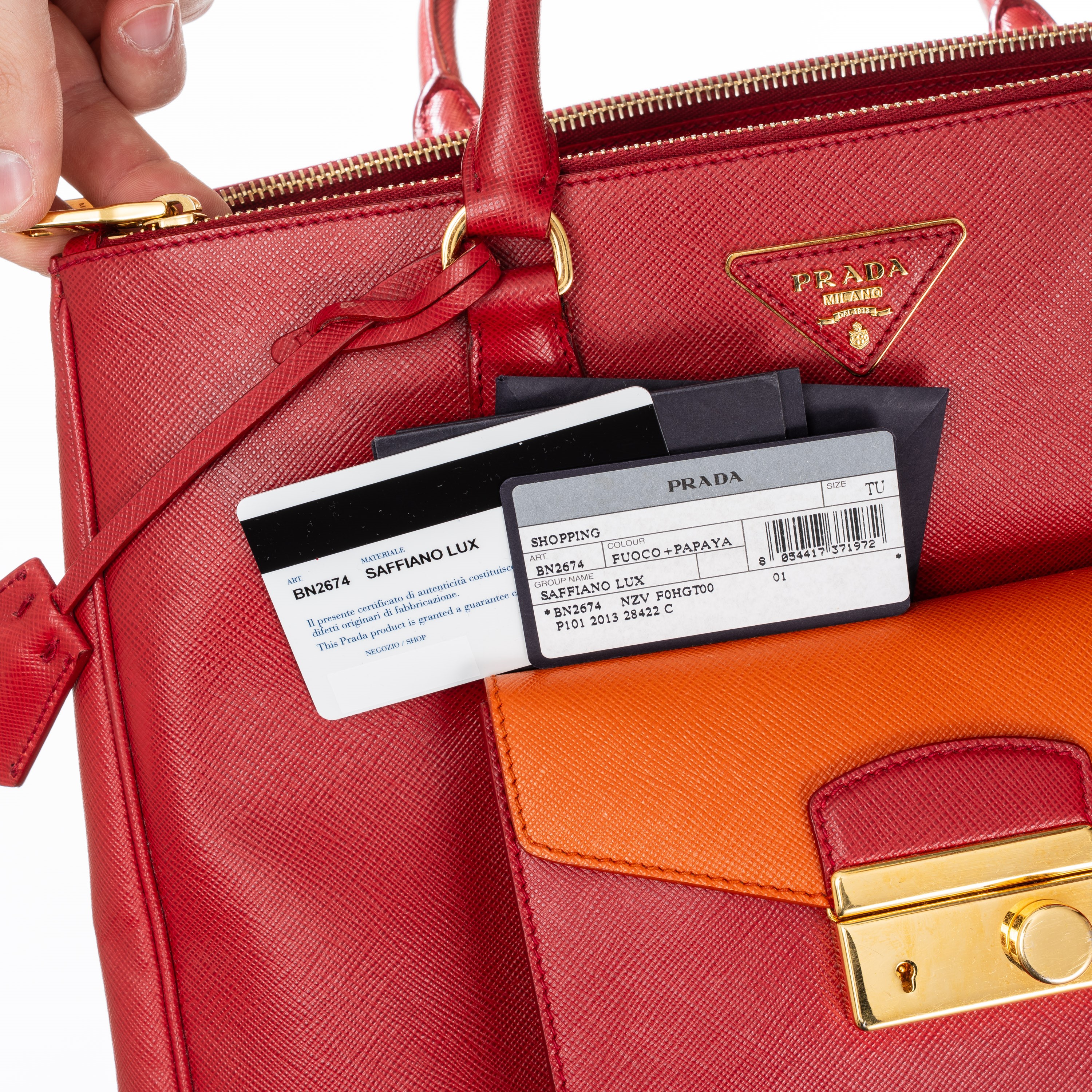PRADA GALLERIA BICOLOR FUOCO PAPAYA