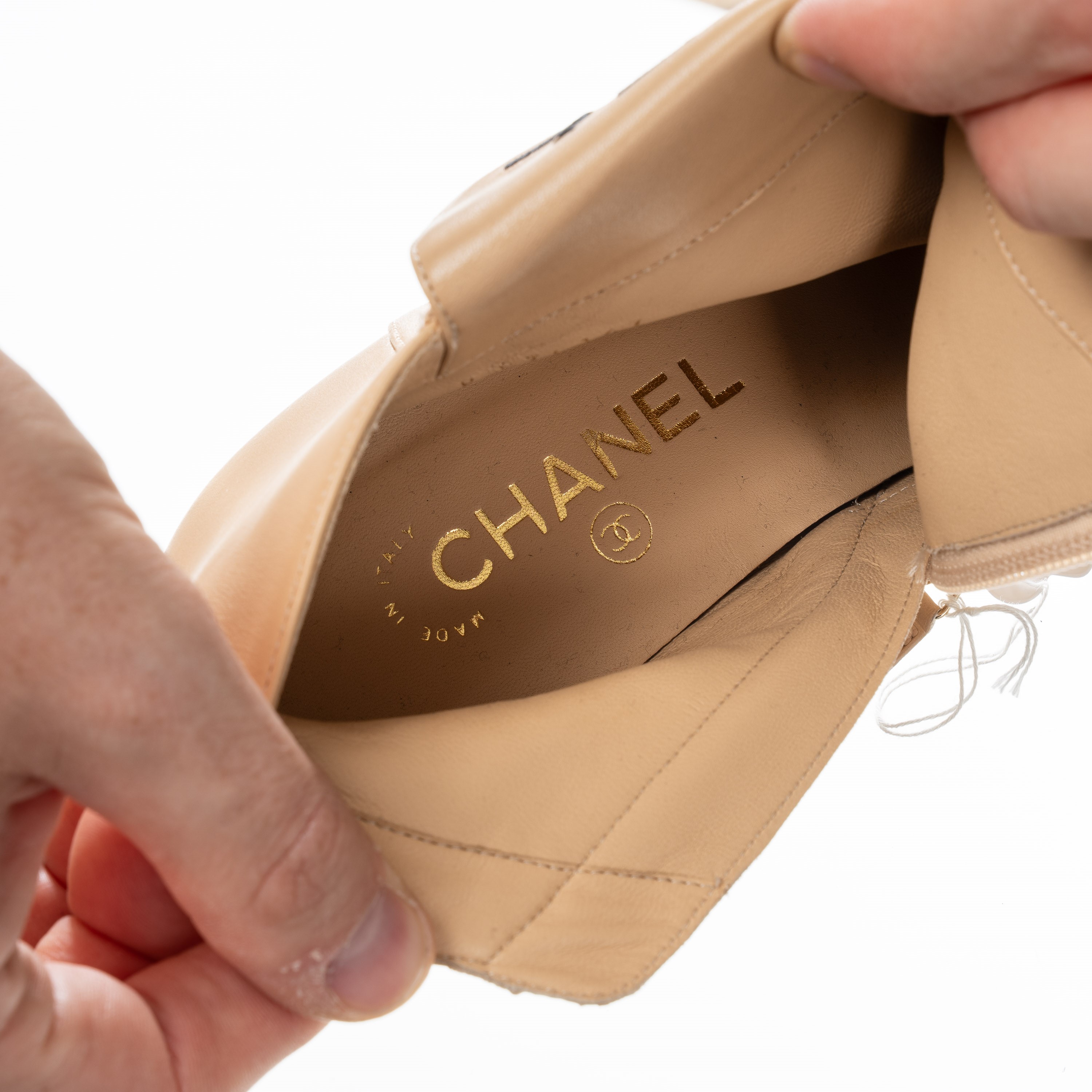CHANEL STIVALETTO BASSO BEIGE E NERO - TAGLIA 37,5