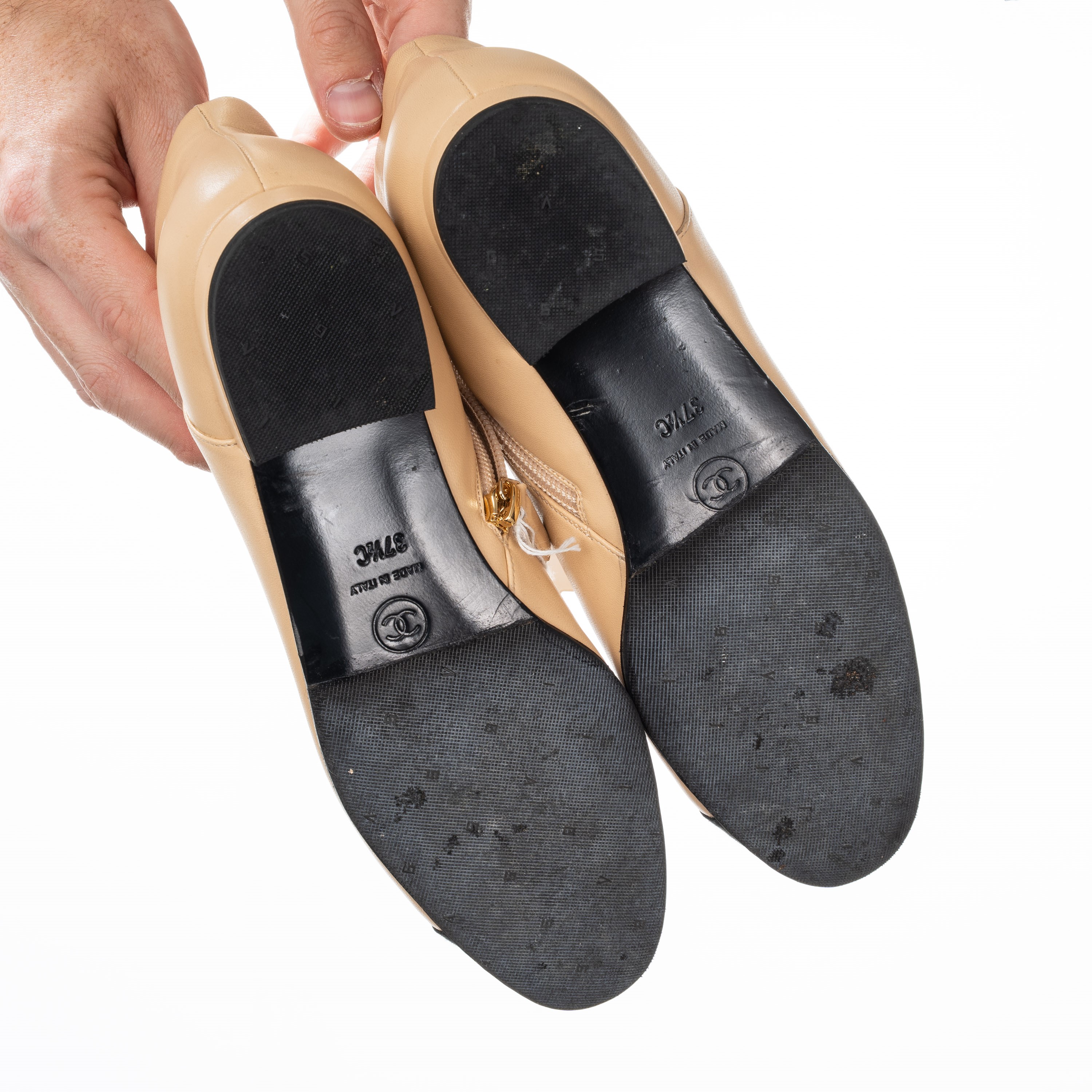 CHANEL STIVALETTO BASSO BEIGE E NERO - TAGLIA 37,5