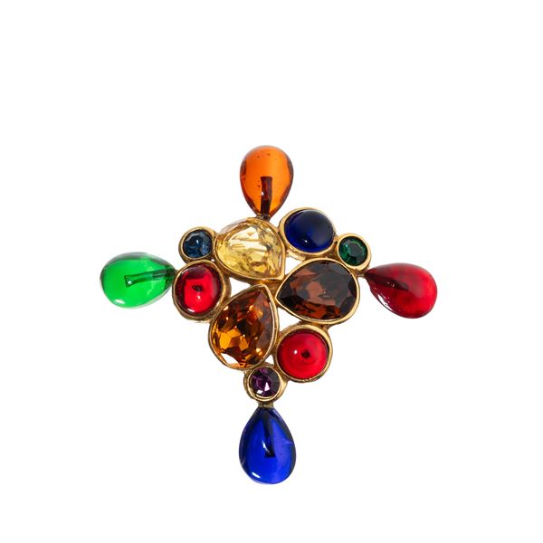 CHANEL - CHANEL SPILLA VINTAGE GRIPOIX MULTICOLORE