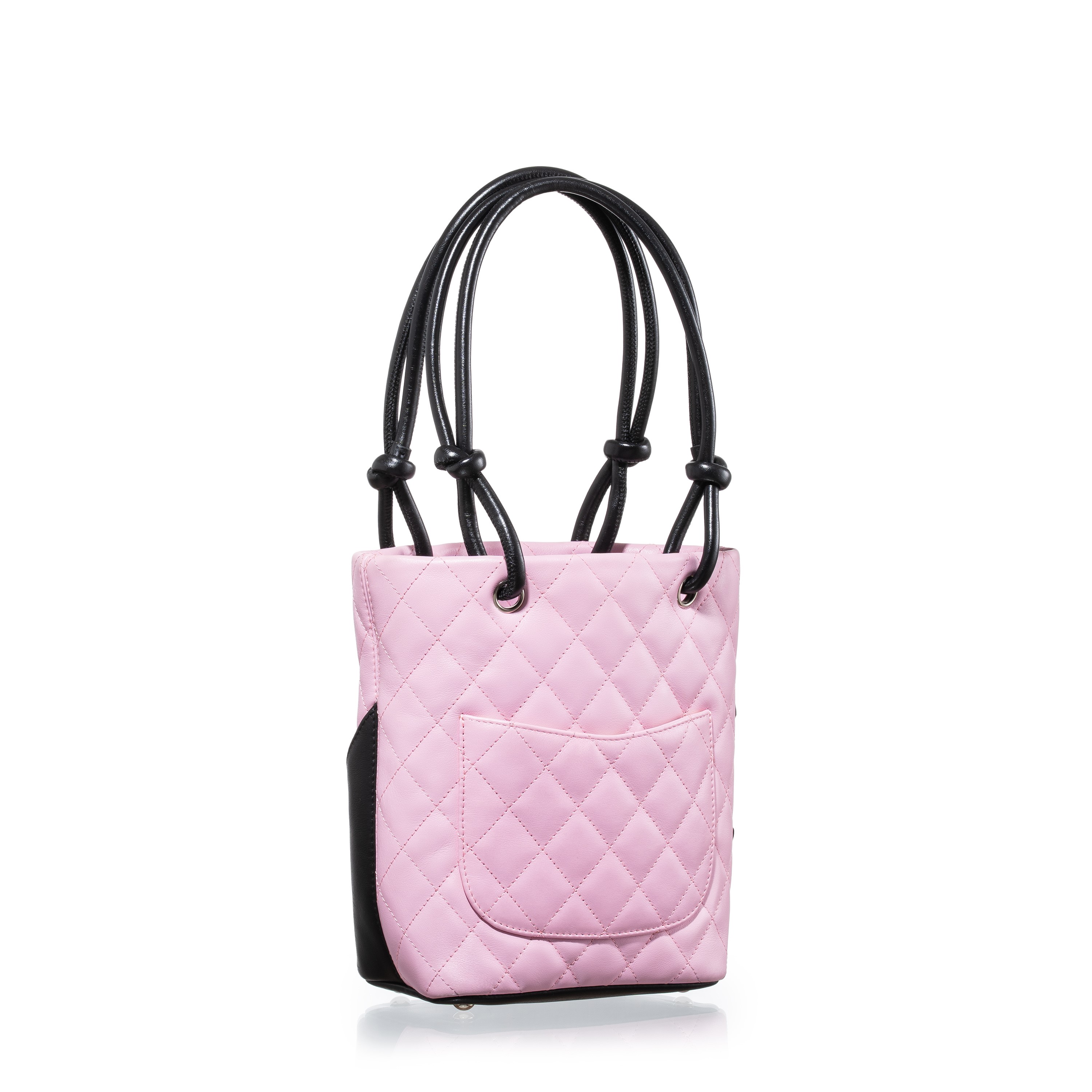 CHANEL BORSA A MANO CAMBON IN PELLE D’AGNELLO ROSA E NERA