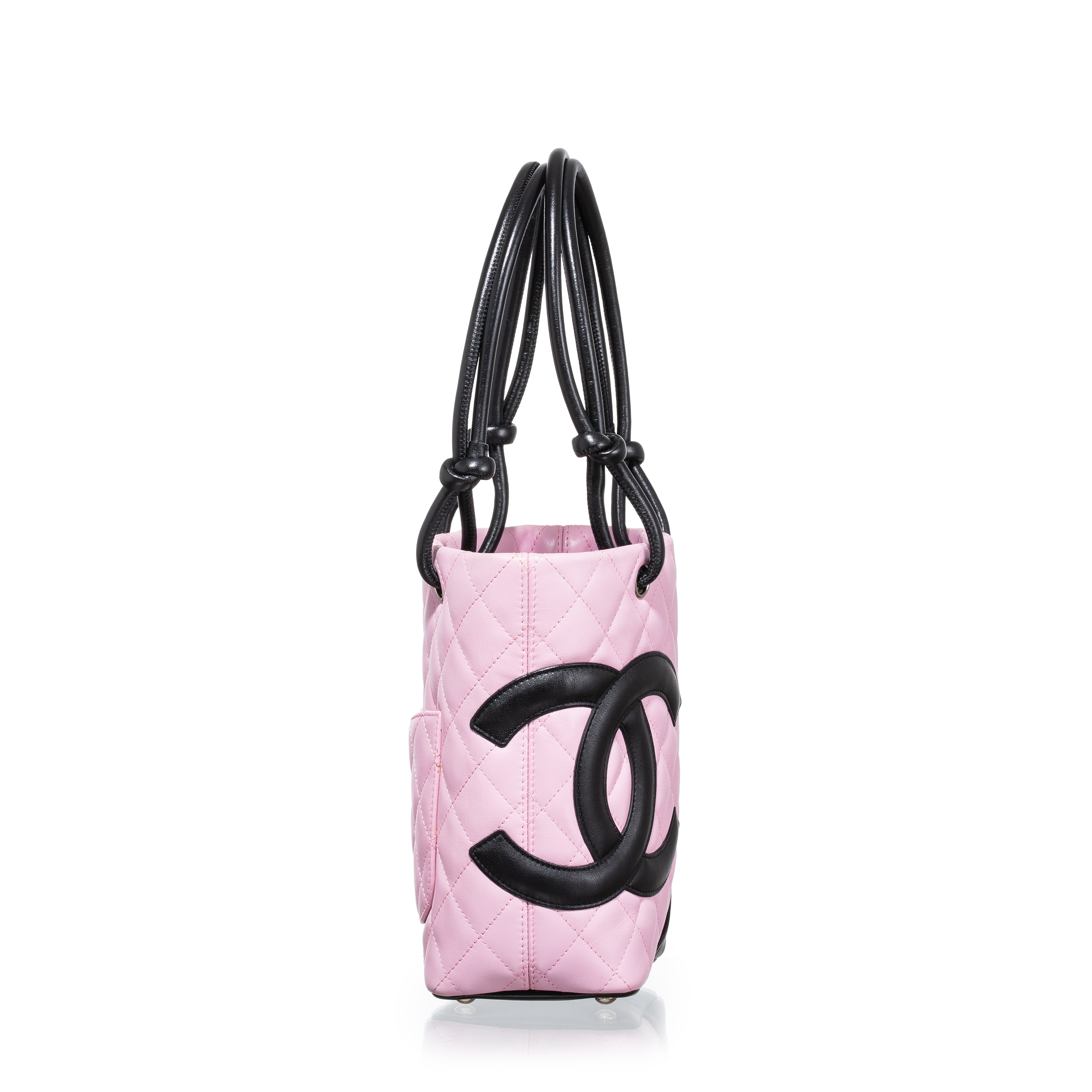 CHANEL BORSA A MANO CAMBON IN PELLE D’AGNELLO ROSA E NERA
