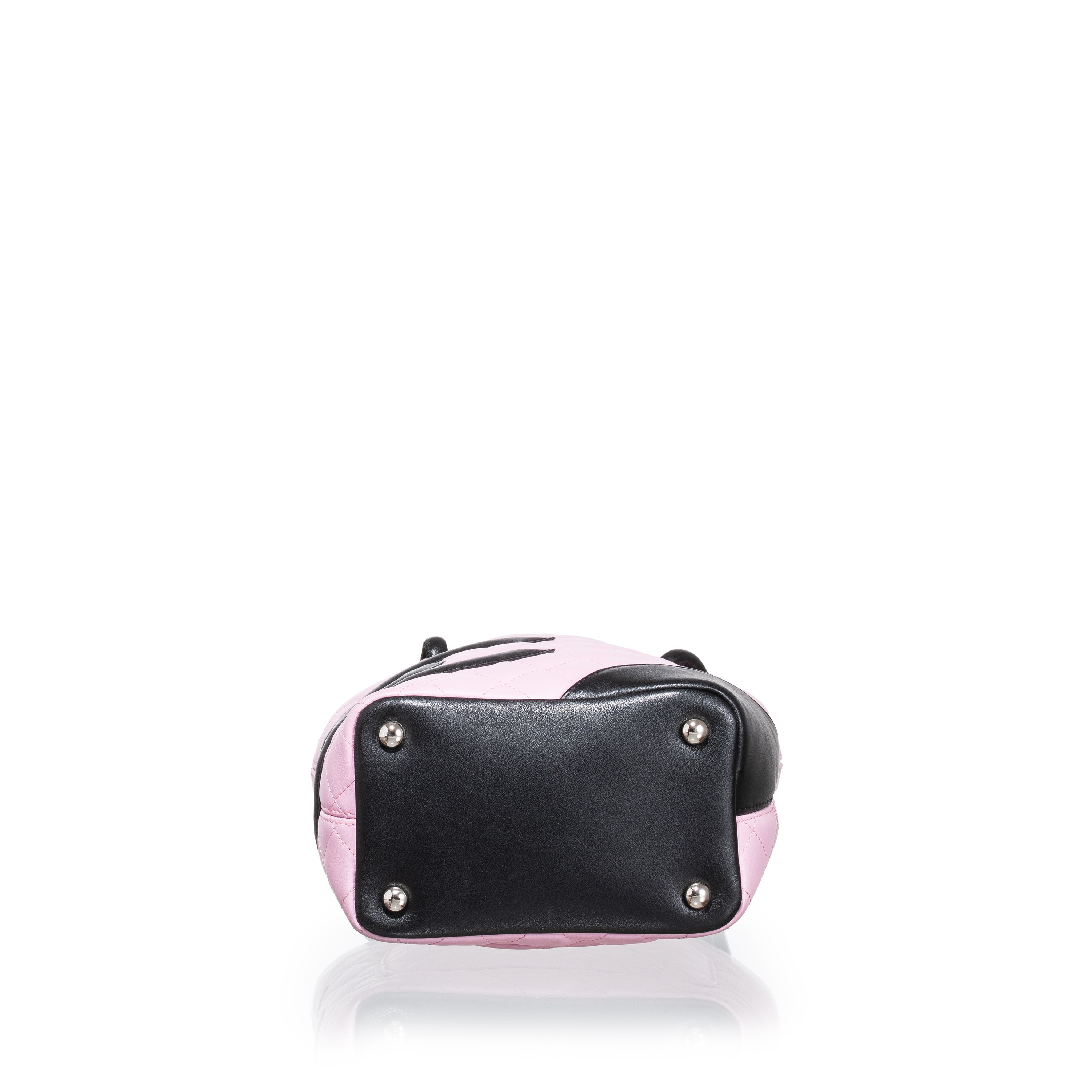 CHANEL BORSA A MANO CAMBON IN PELLE D’AGNELLO ROSA E NERA