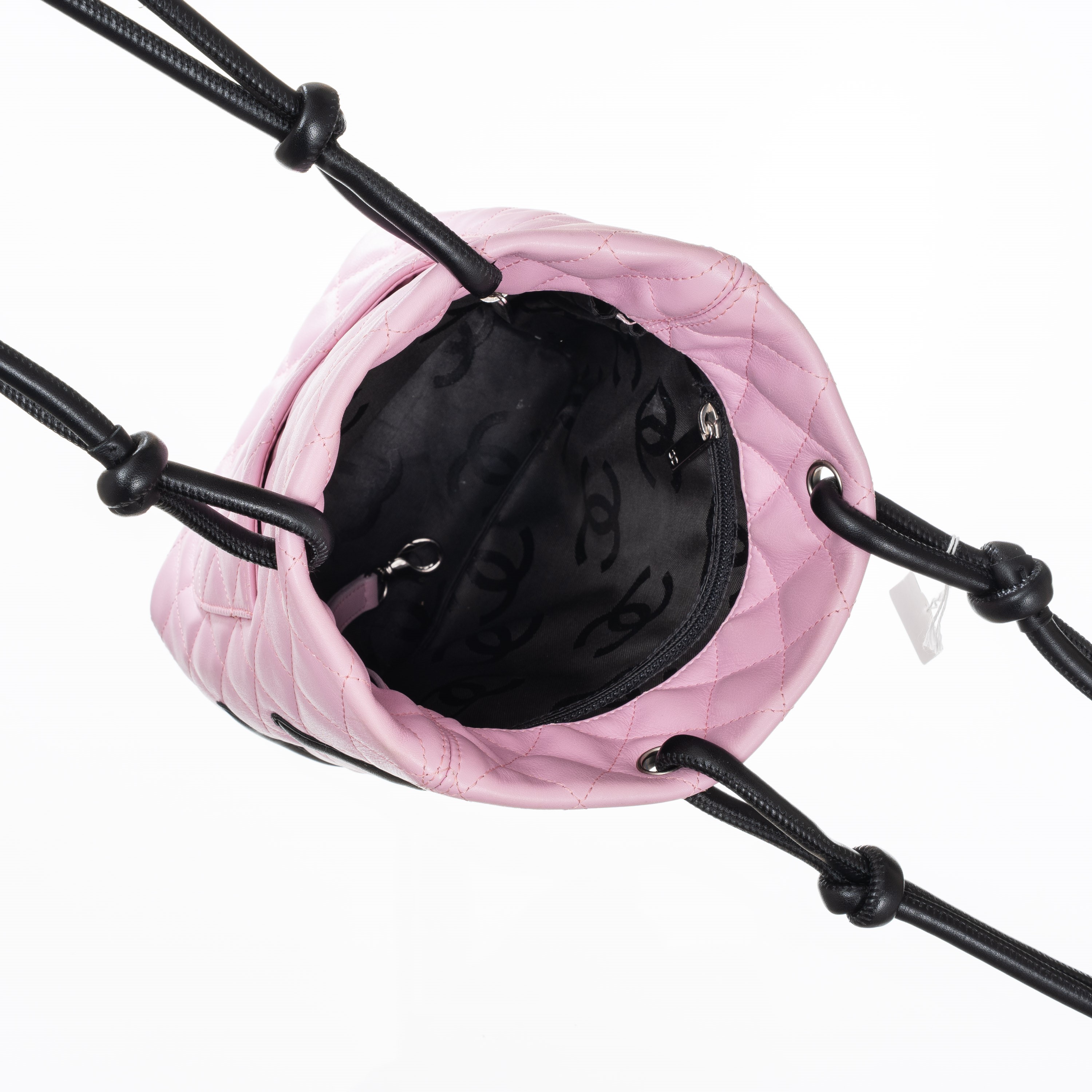 CHANEL BORSA A MANO CAMBON IN PELLE D’AGNELLO ROSA E NERA