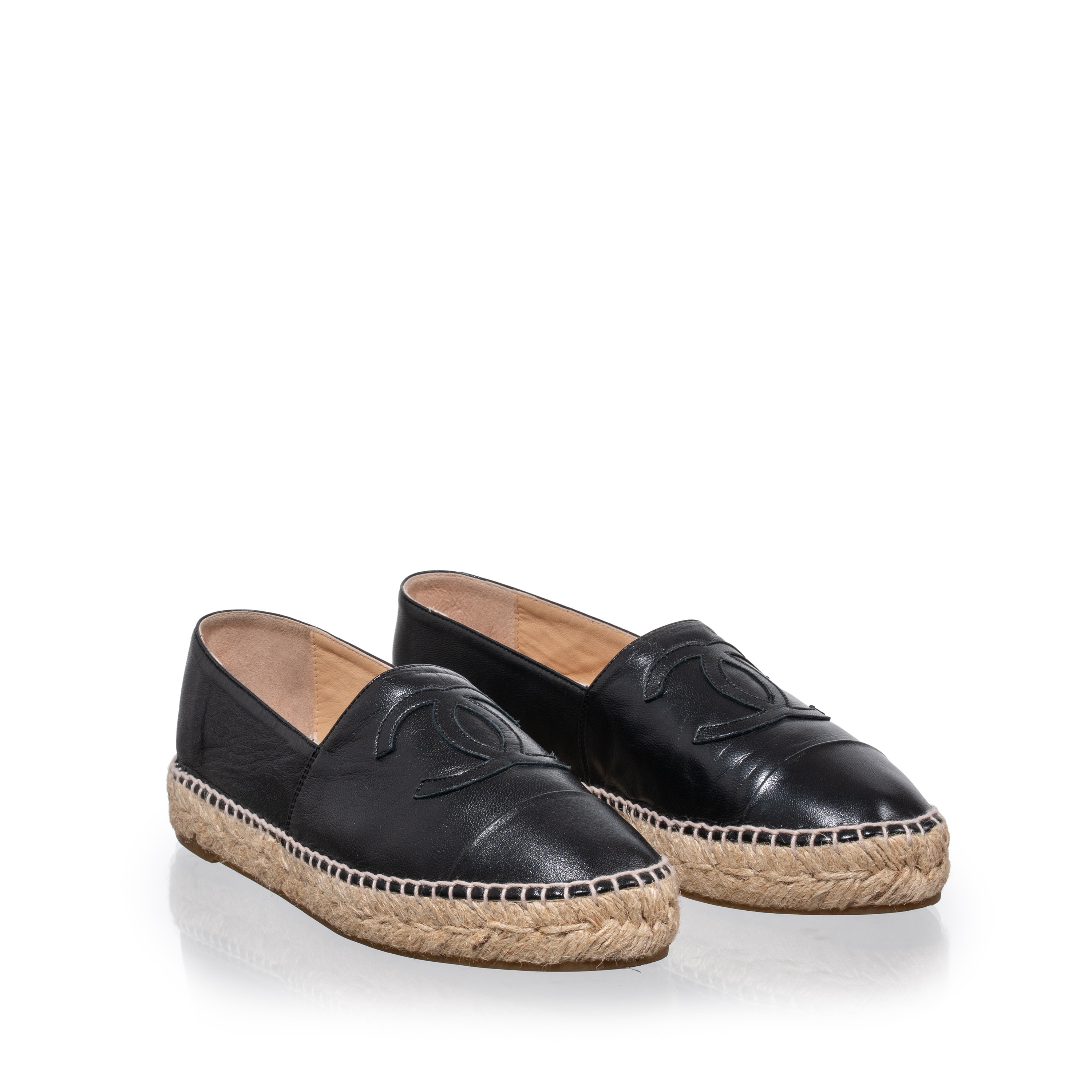 CHANEL ESPADRILLAS IN PELLE D’AGNELLO NERE- TAGLIA 39