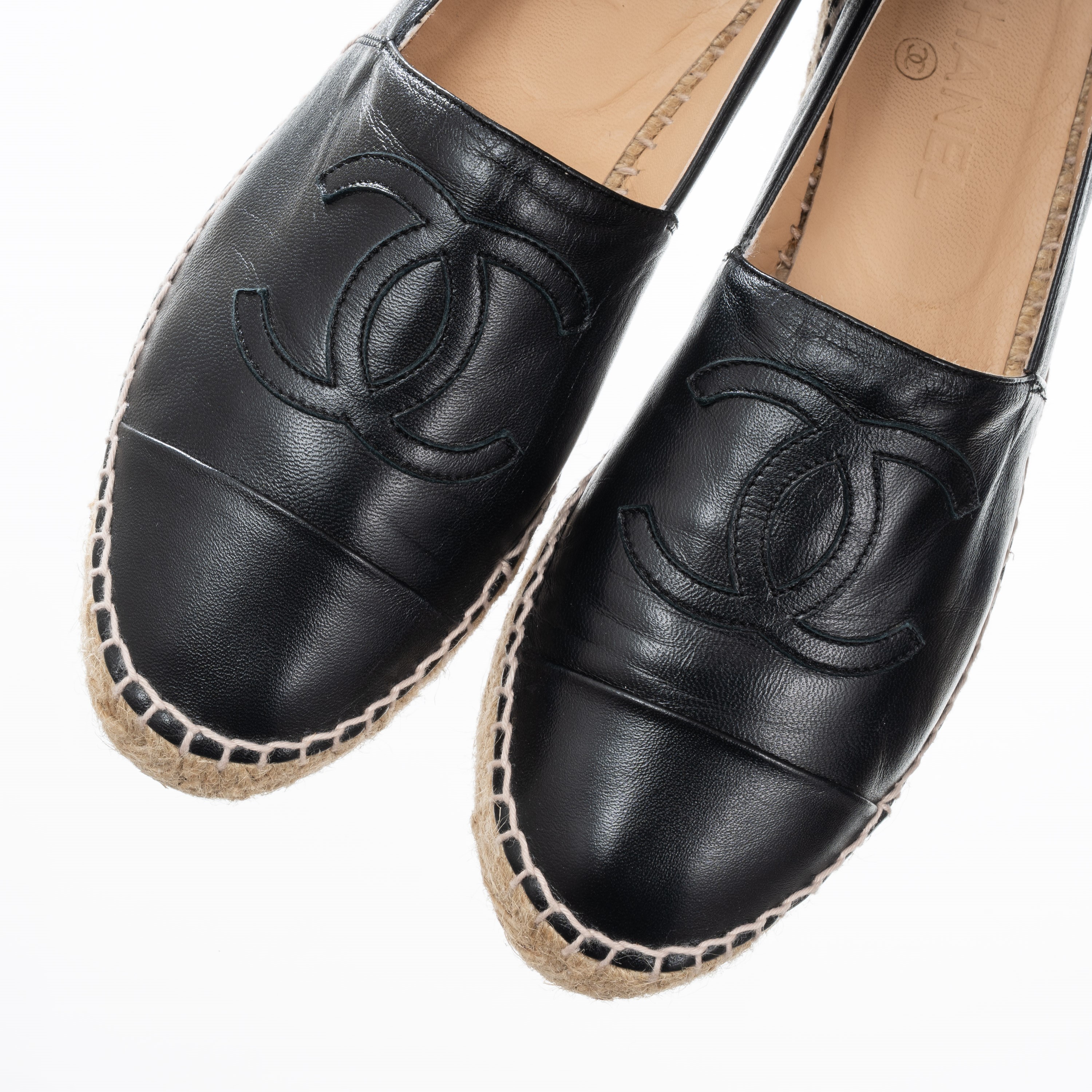 CHANEL ESPADRILLAS IN PELLE D’AGNELLO NERE- TAGLIA 39