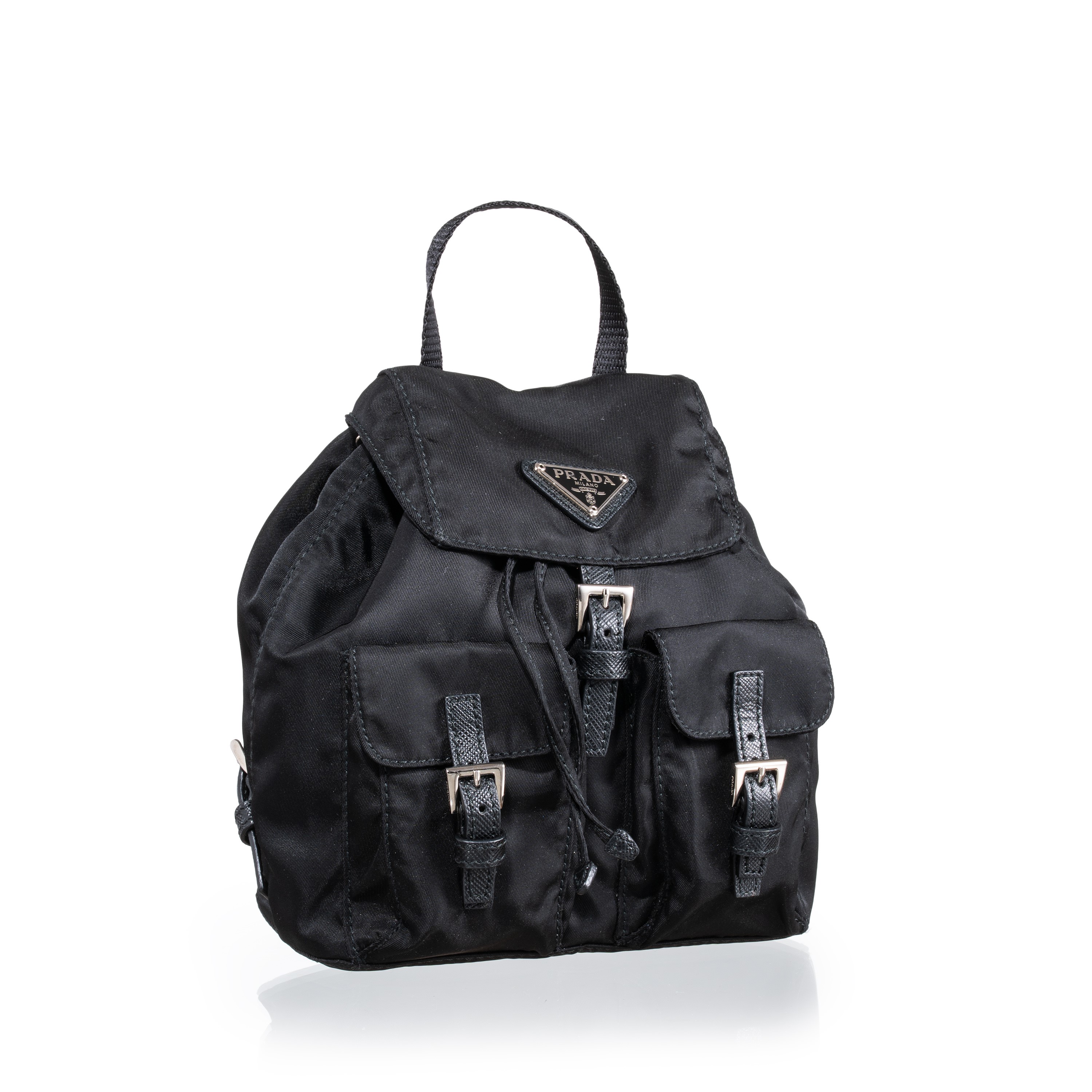 PRADA MINI ZAINO RE-EDITION IN TELA VELA COLORE NERO