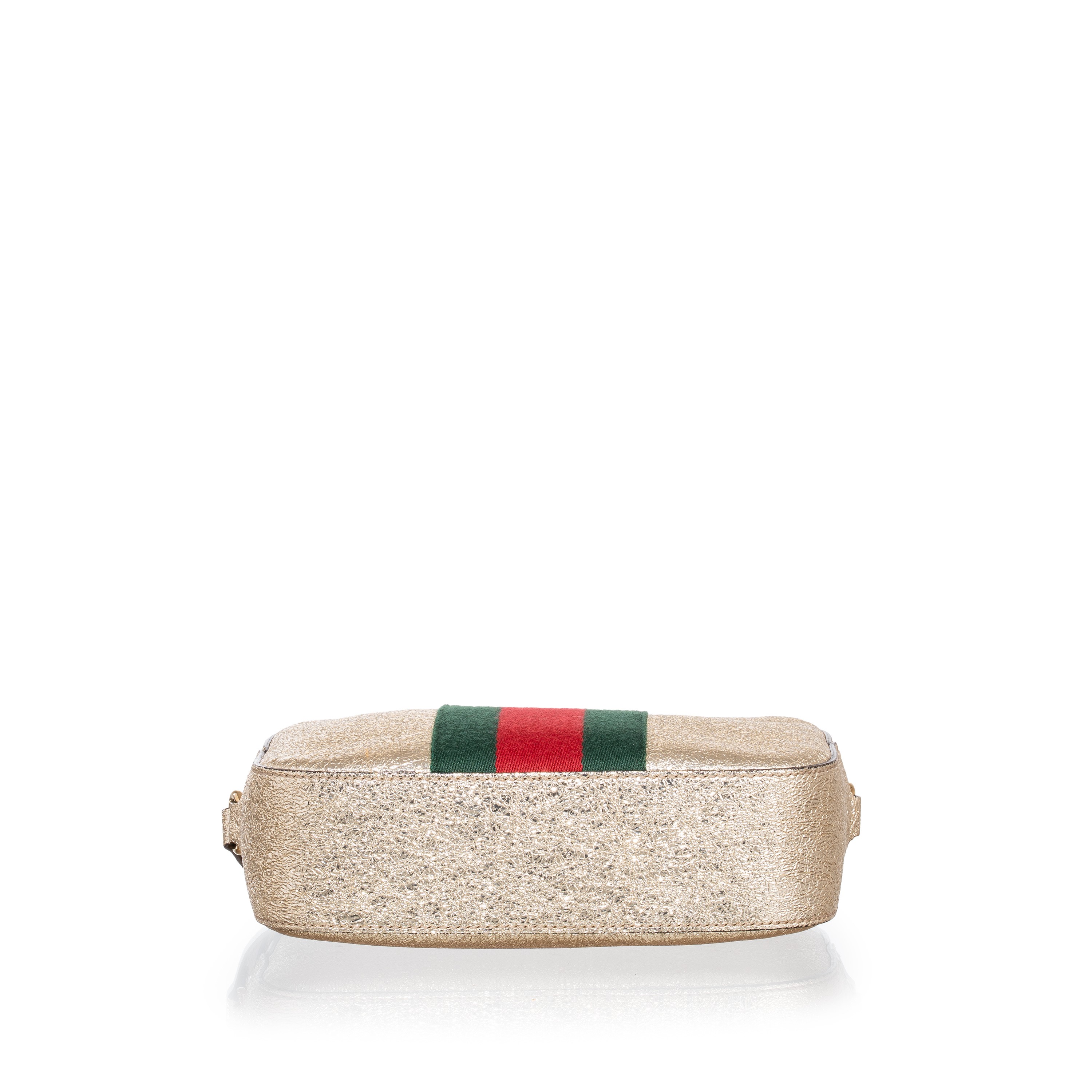 GUCCI WEBBY BEE CROSSBODY IN PELLE INCRESPATA COLOR ORO