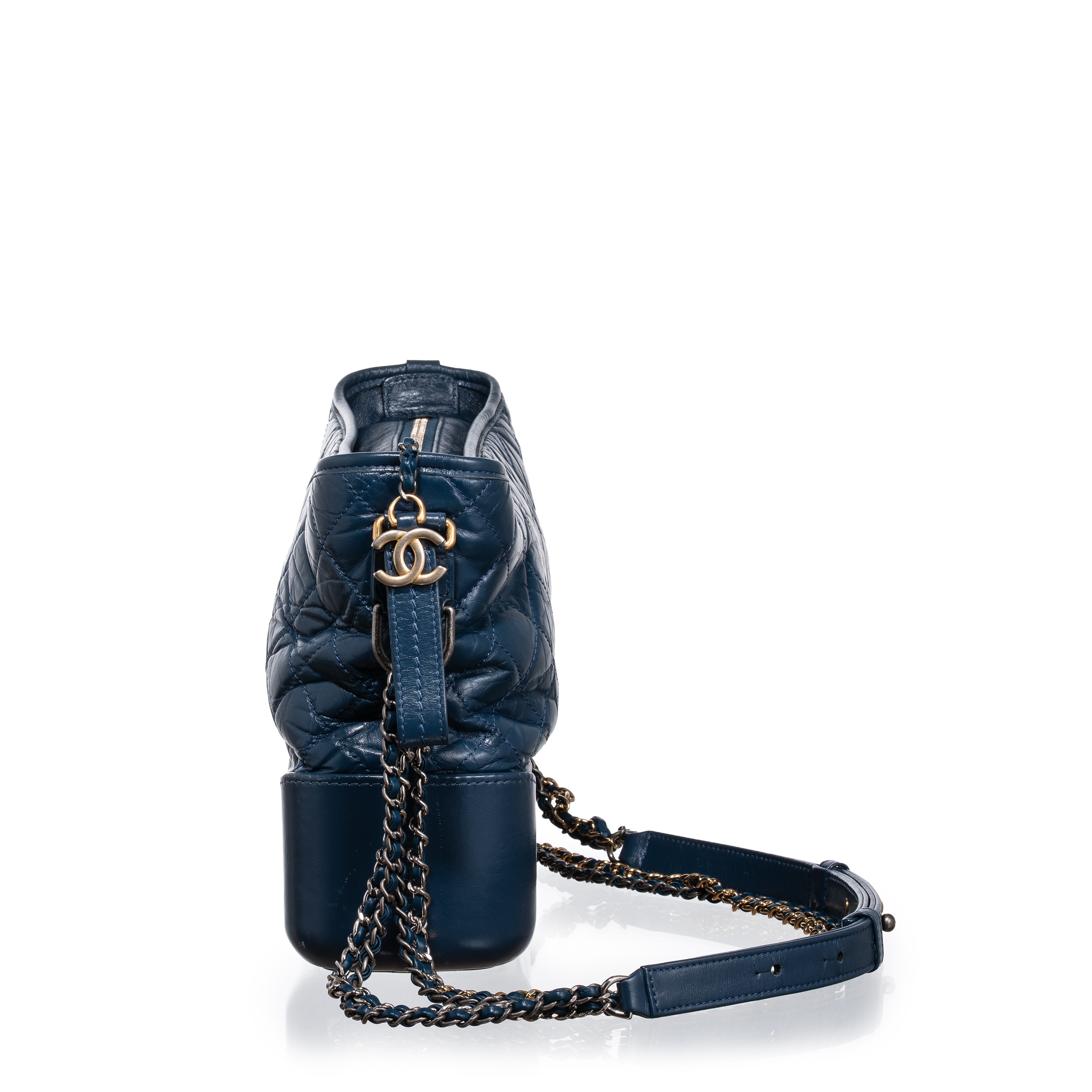 CHANEL BORSA GABRIELLE MEDIA IN PELLE EFFETTO INVECCHIATO BLU