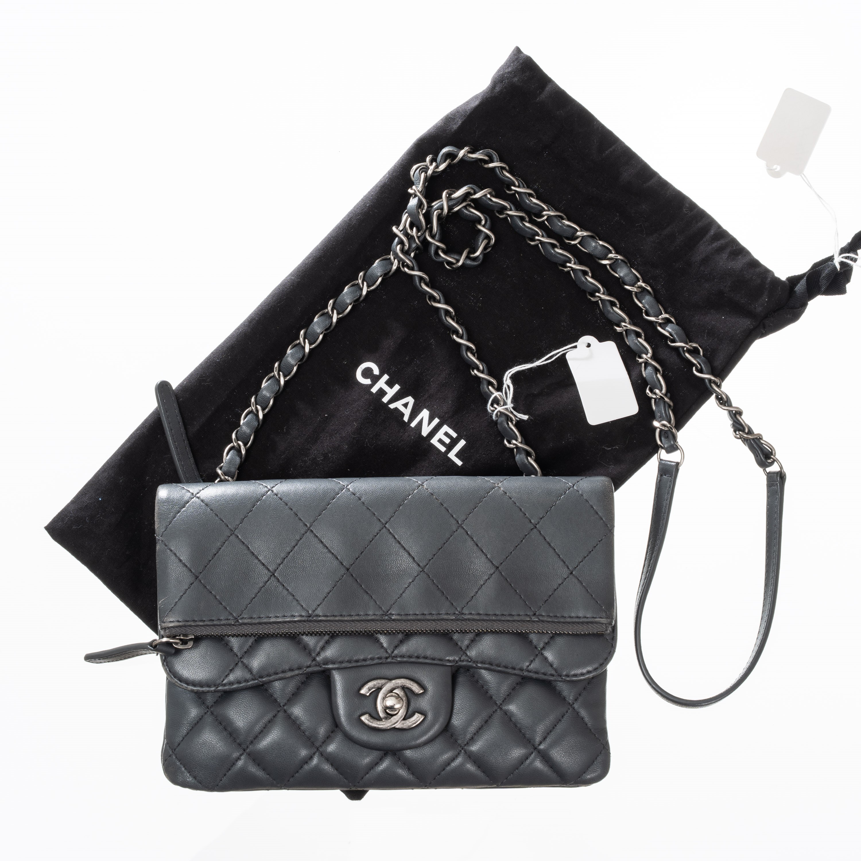CHANEL MINI BAG MULTIPOCKET IN PELLE D’AGNELLO GRIGIA