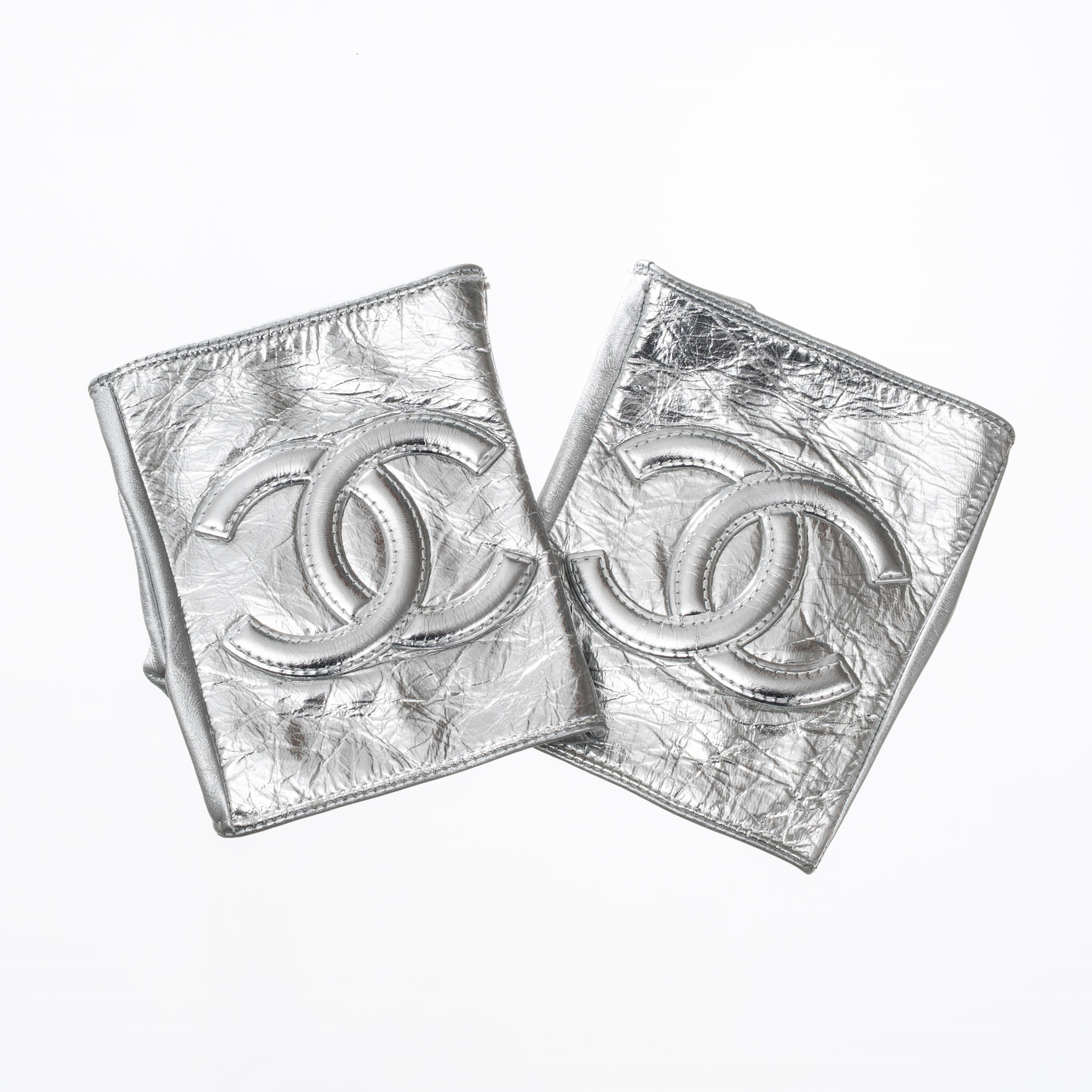 CHANEL GUANTI BIKER ARGENTATI TAGLIA 7.5