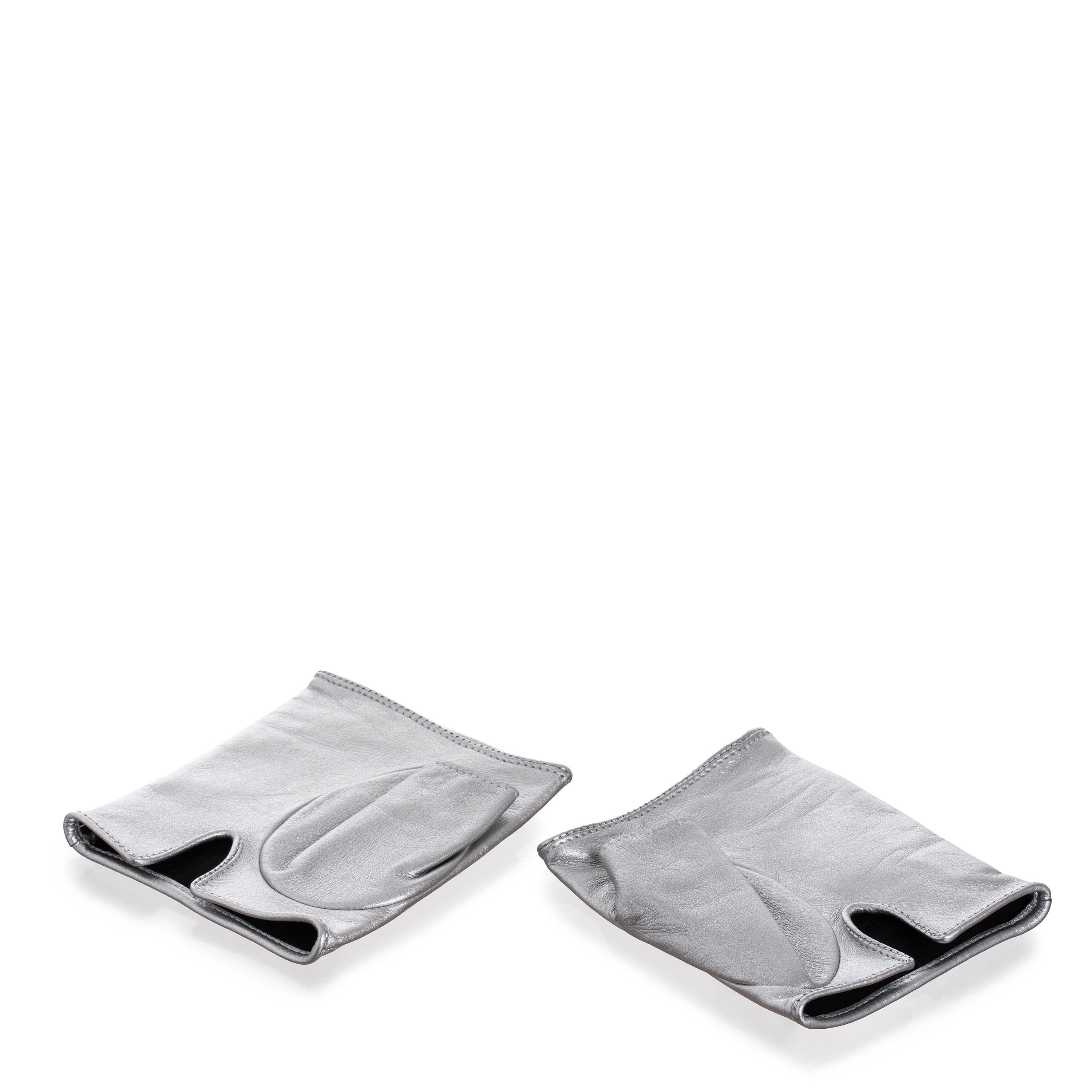 CHANEL GUANTI BIKER ARGENTATI TAGLIA 7.5