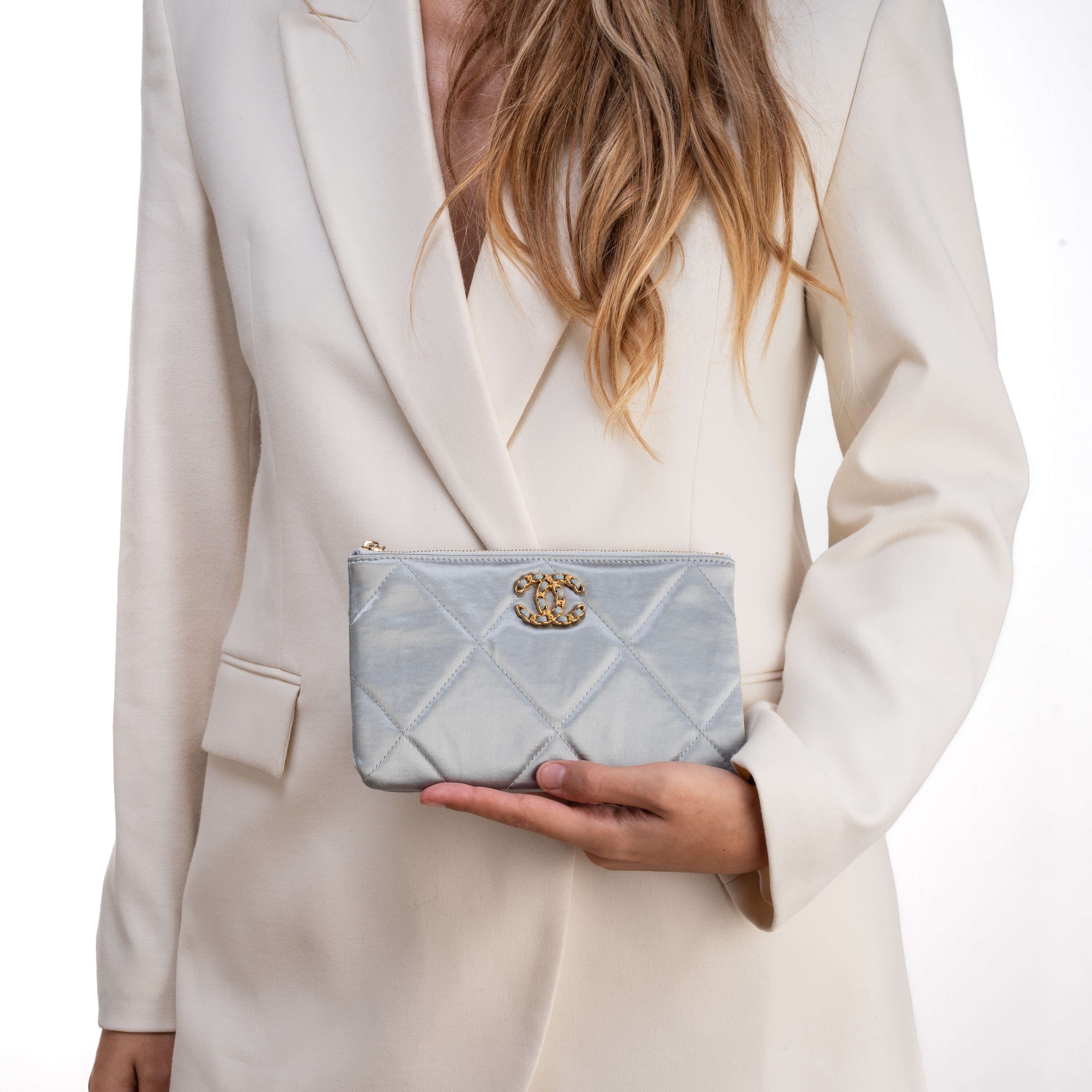 CHANEL POCHETTE 19 RASO VERDE ACQUA