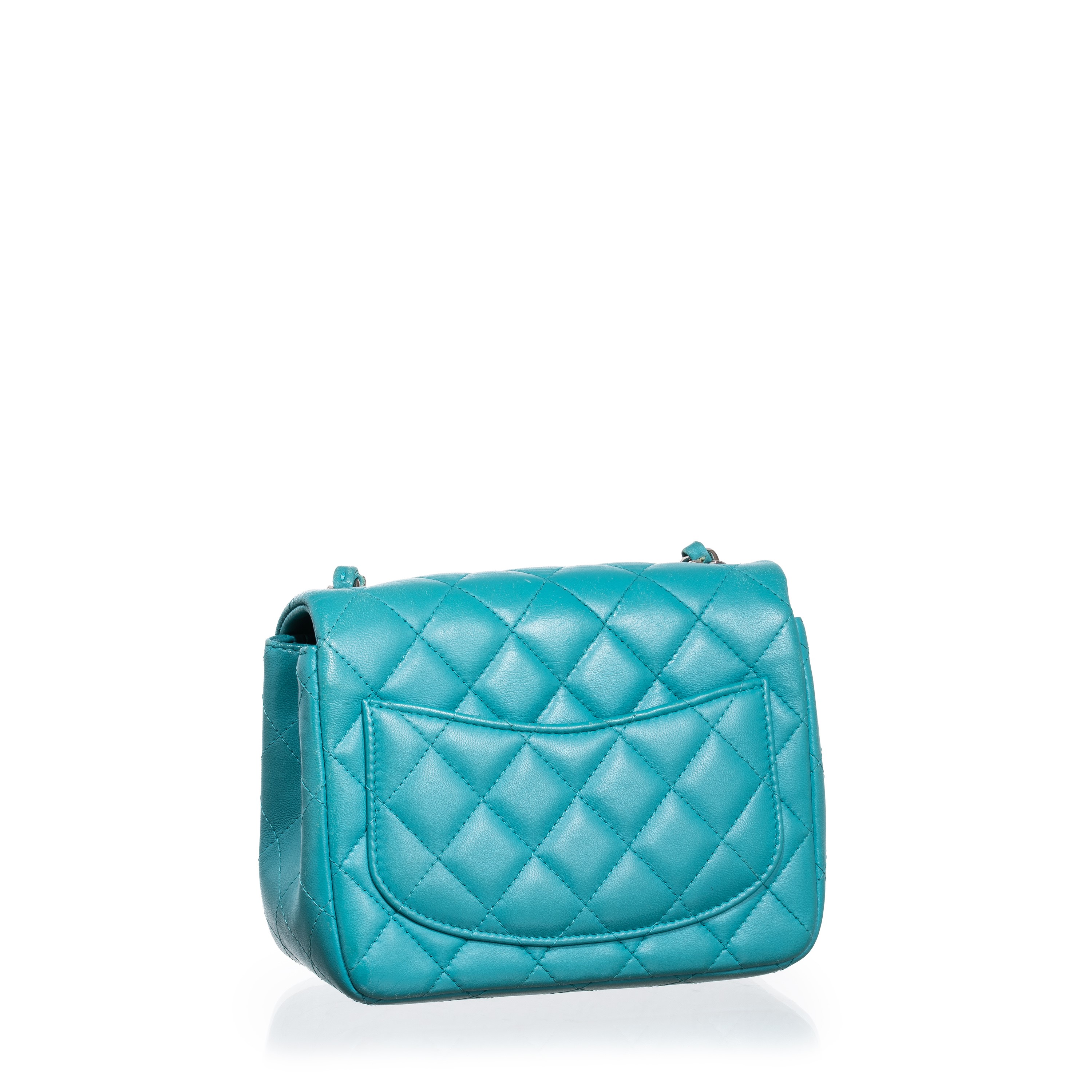 CHANEL MINI SQUARE IN PELLE D’AGNELLO MATELASSÉ COLOR AZZURRO - 2014
