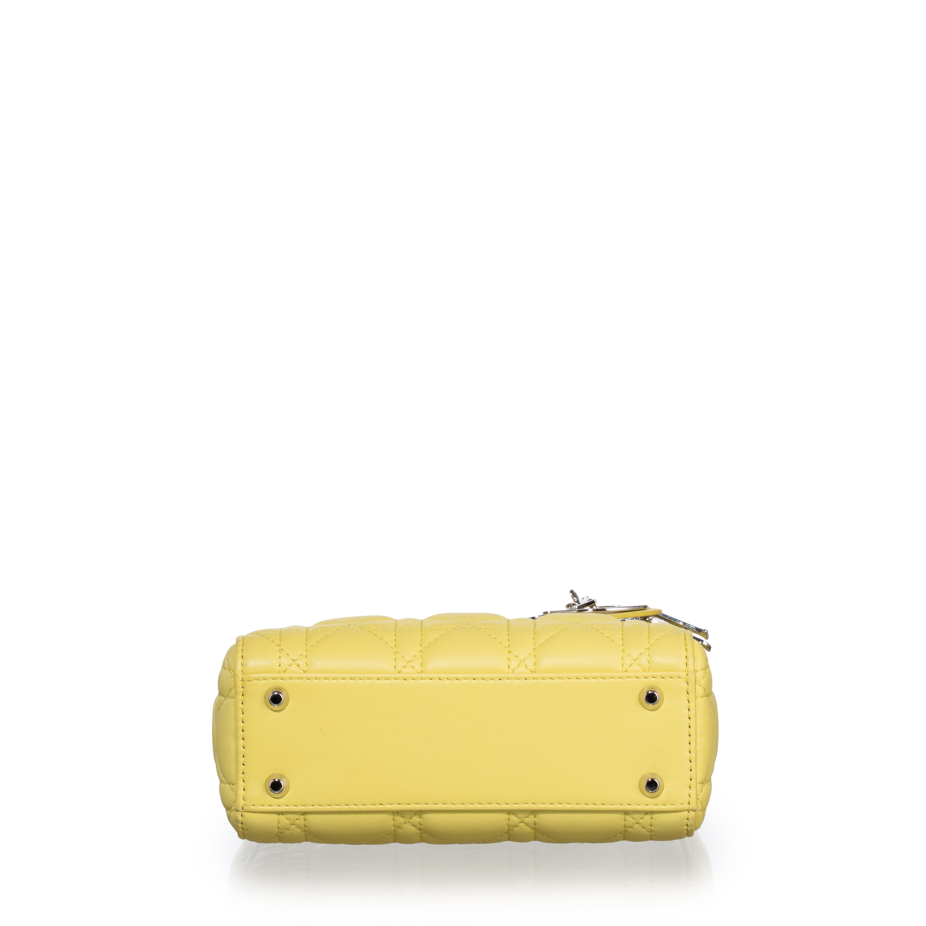 DIOR LADY MINI IN PELLE D’AGNELLO COLOR LIME E METALLERIA PALLADIO