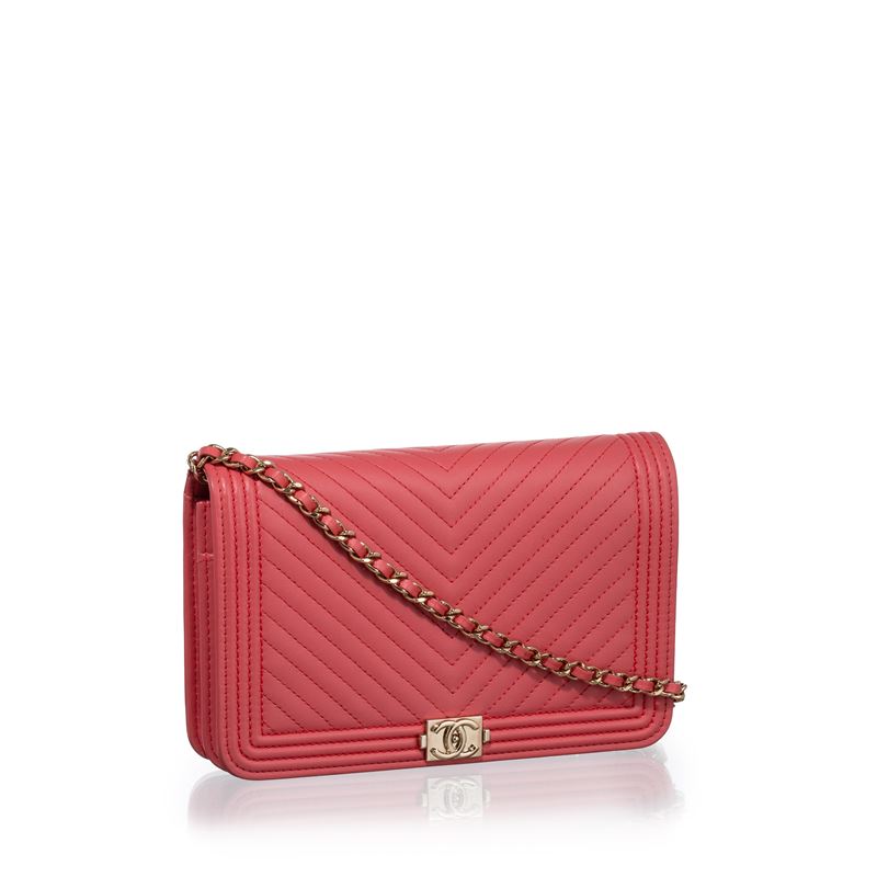 CHANEL WOC BOY CHEVRON IN PELLE D’AGNELLO ROSA E METALLERIA CHAMPAGNE