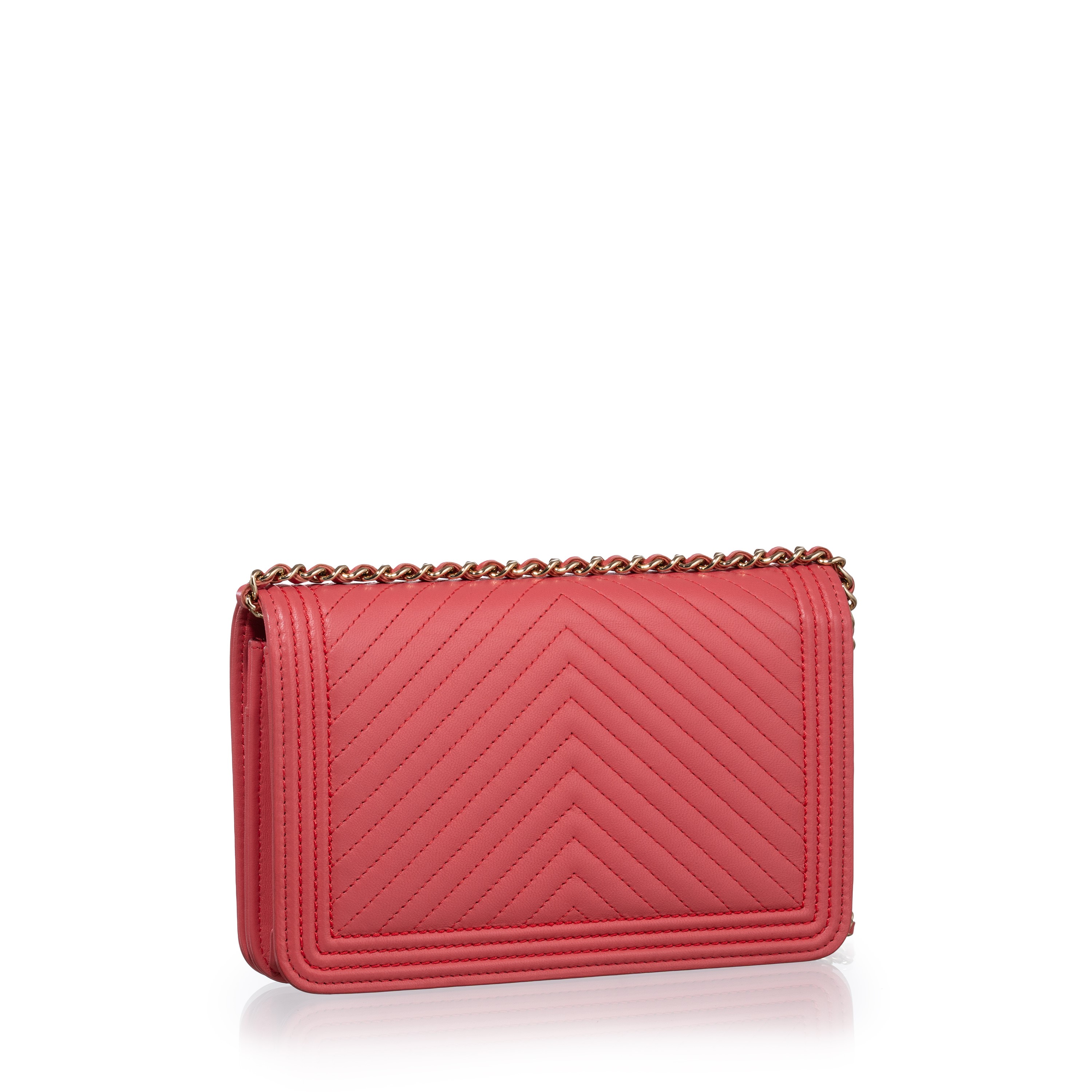 CHANEL WOC BOY CHEVRON IN PELLE D’AGNELLO ROSA E METALLERIA CHAMPAGNE
