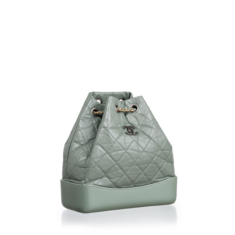 CHANEL ZAINO GABRIELLE IN PELLE EFFETTO INVECCHIATO VERDE SALVIA - 2018