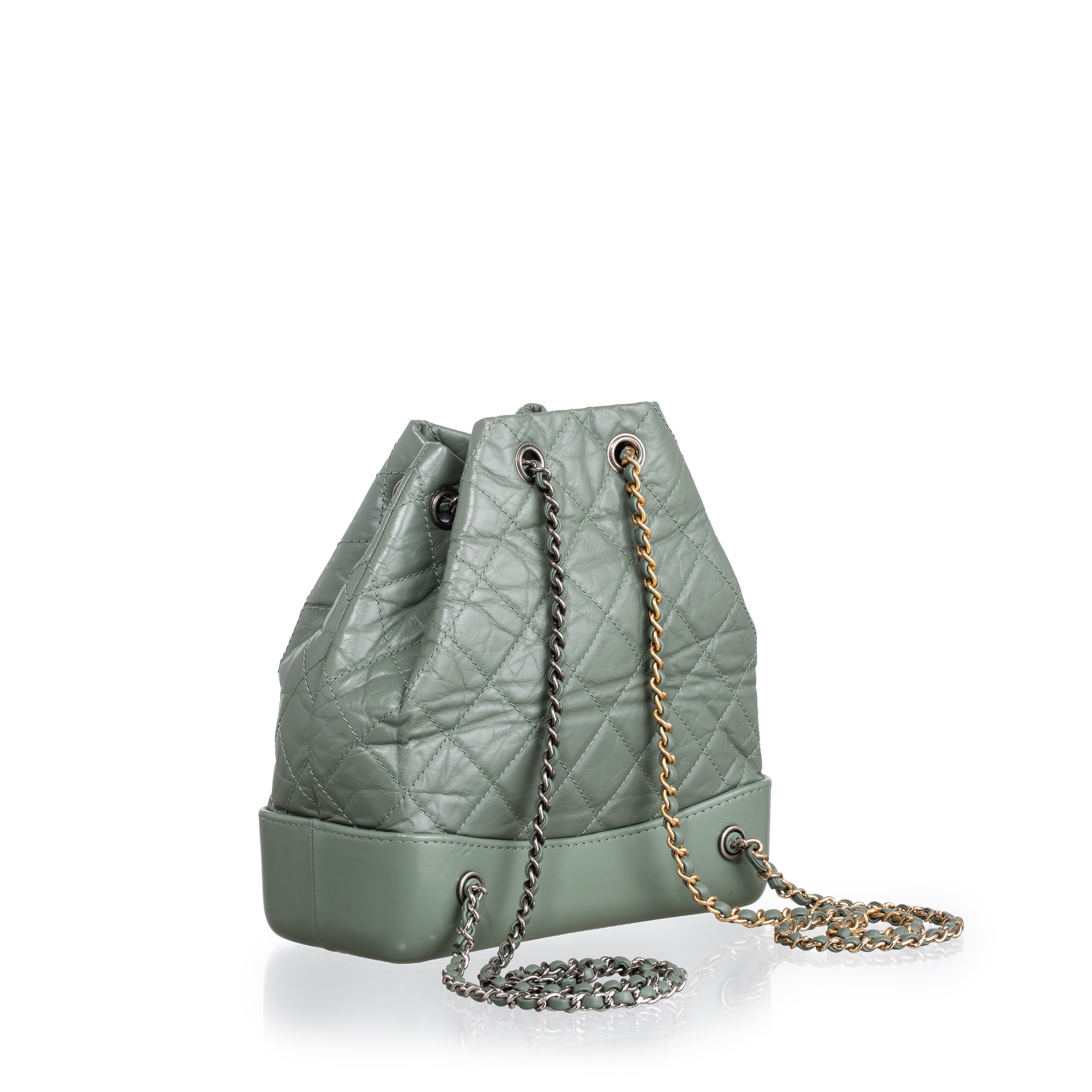 CHANEL ZAINO GABRIELLE IN PELLE EFFETTO INVECCHIATO VERDE SALVIA - 2018