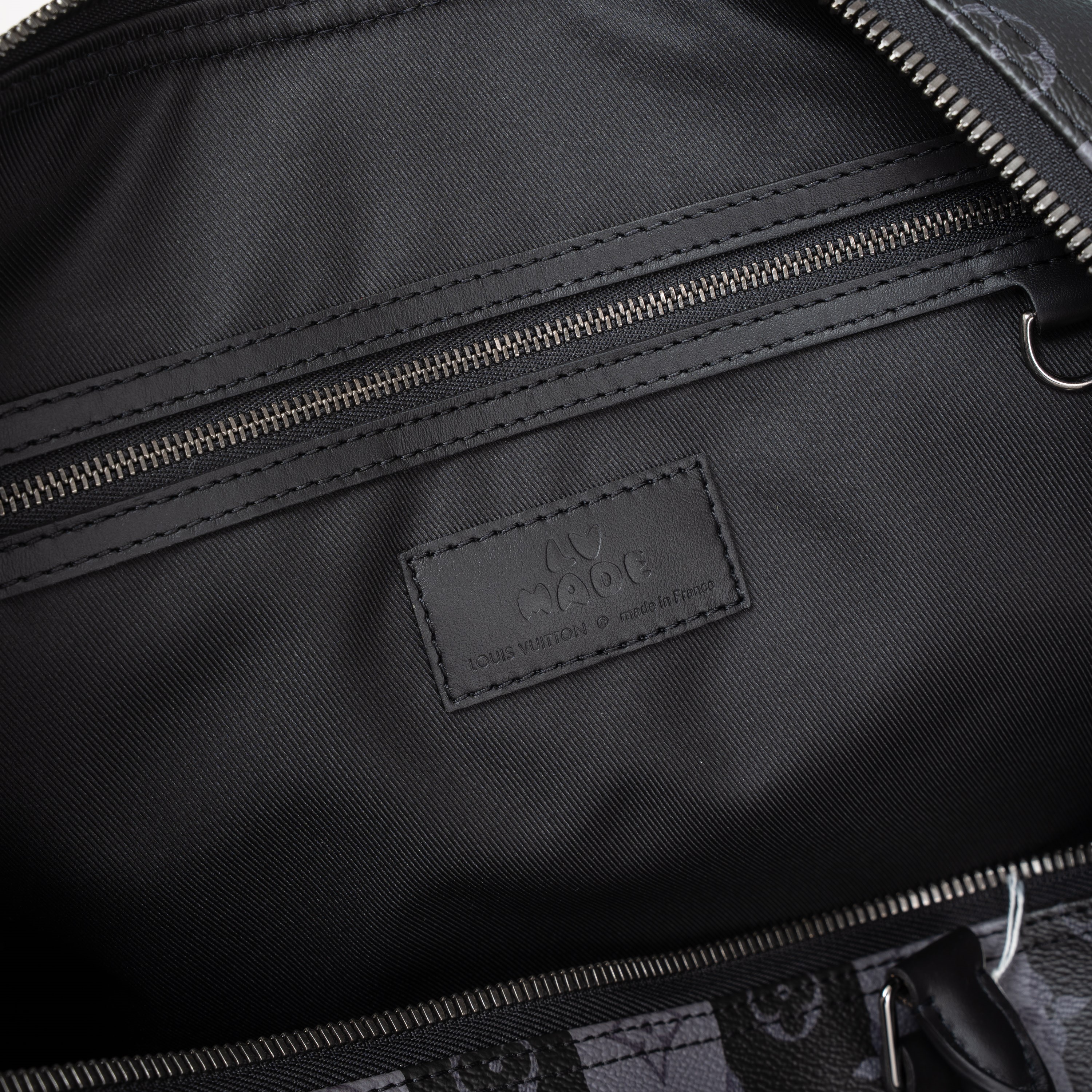 LOUIS VUITTON KEEPALL BANDOULIÈRE 55 LIMITED EDITION GRAY MONOGRAM STRIPED COATED CANVAS VIRGIL A...