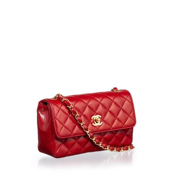 CHANEL - CHANEL MINI FLAP VINTAGE ROSSA E HARDWARE DORATO