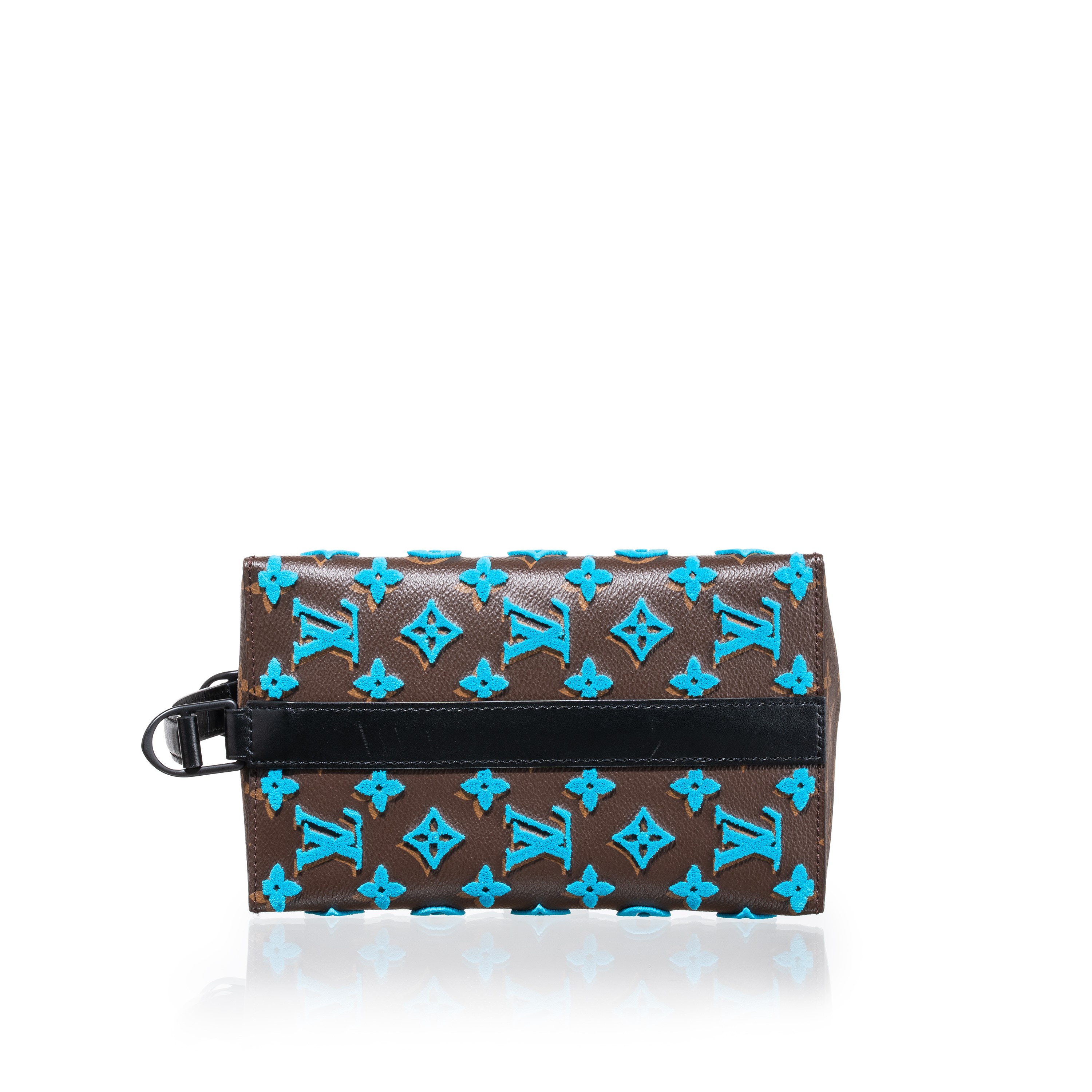 LOUIS VUITTON TRIANGLE MESSENGER TUFFETAGE IN TELA MONOGRAM E DETTAGLI LOGHI AZZURRI IN RILIEVO