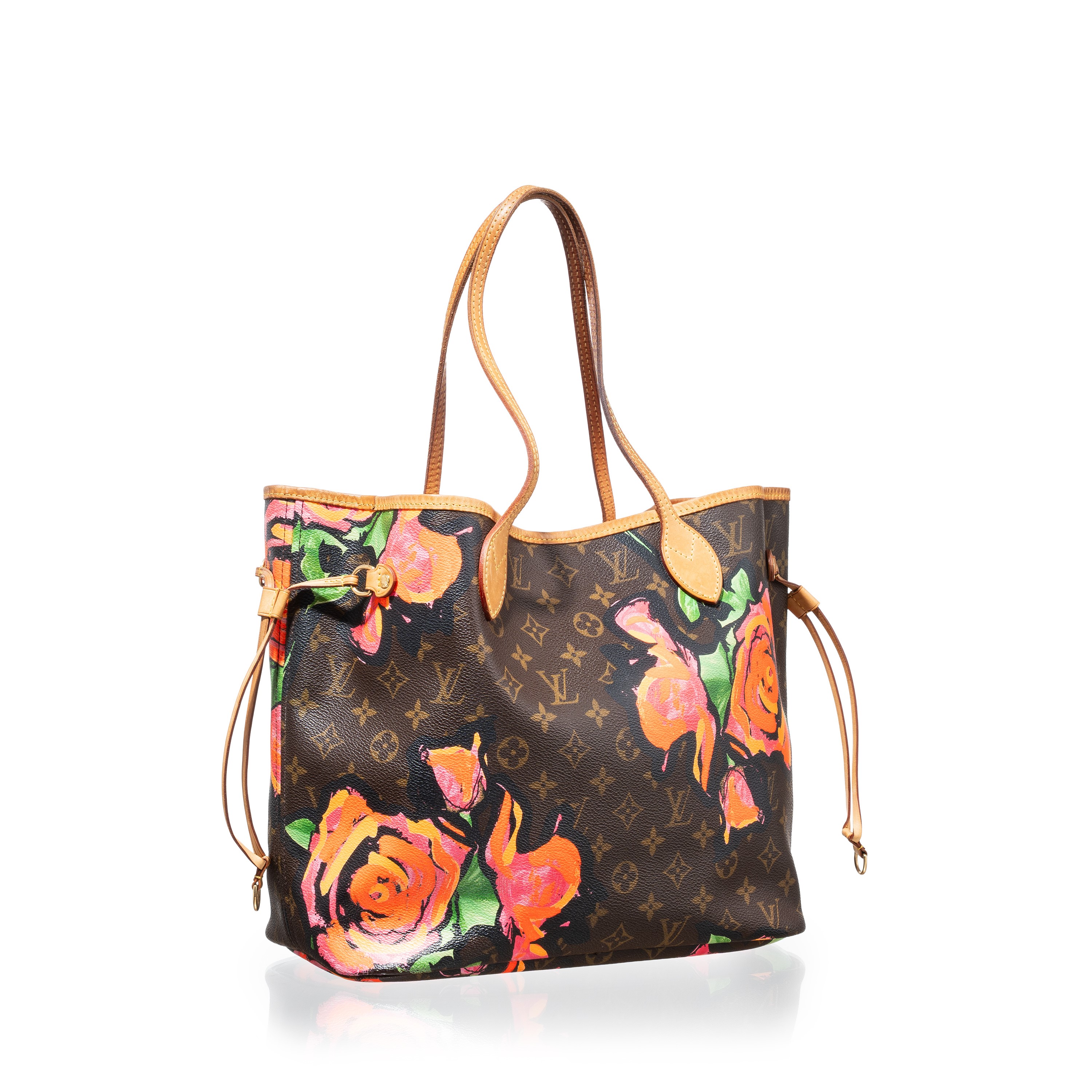 LOUIS VUITTON NEVERFULL MM LIMITED EDITION ROSES LV BY STEPHEN SPROUS