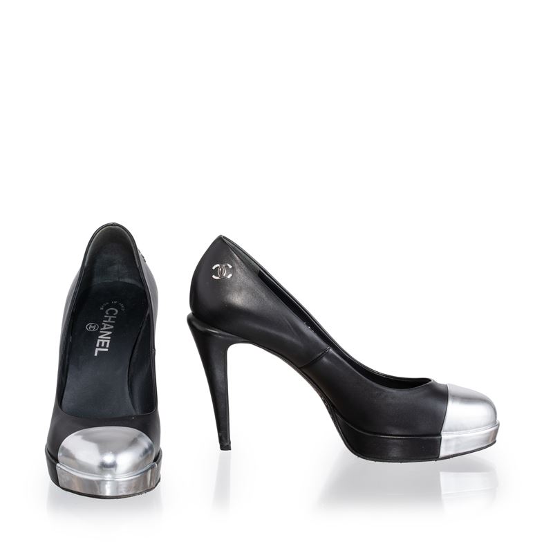 CHANEL TACCHI NERO E ARGENTO