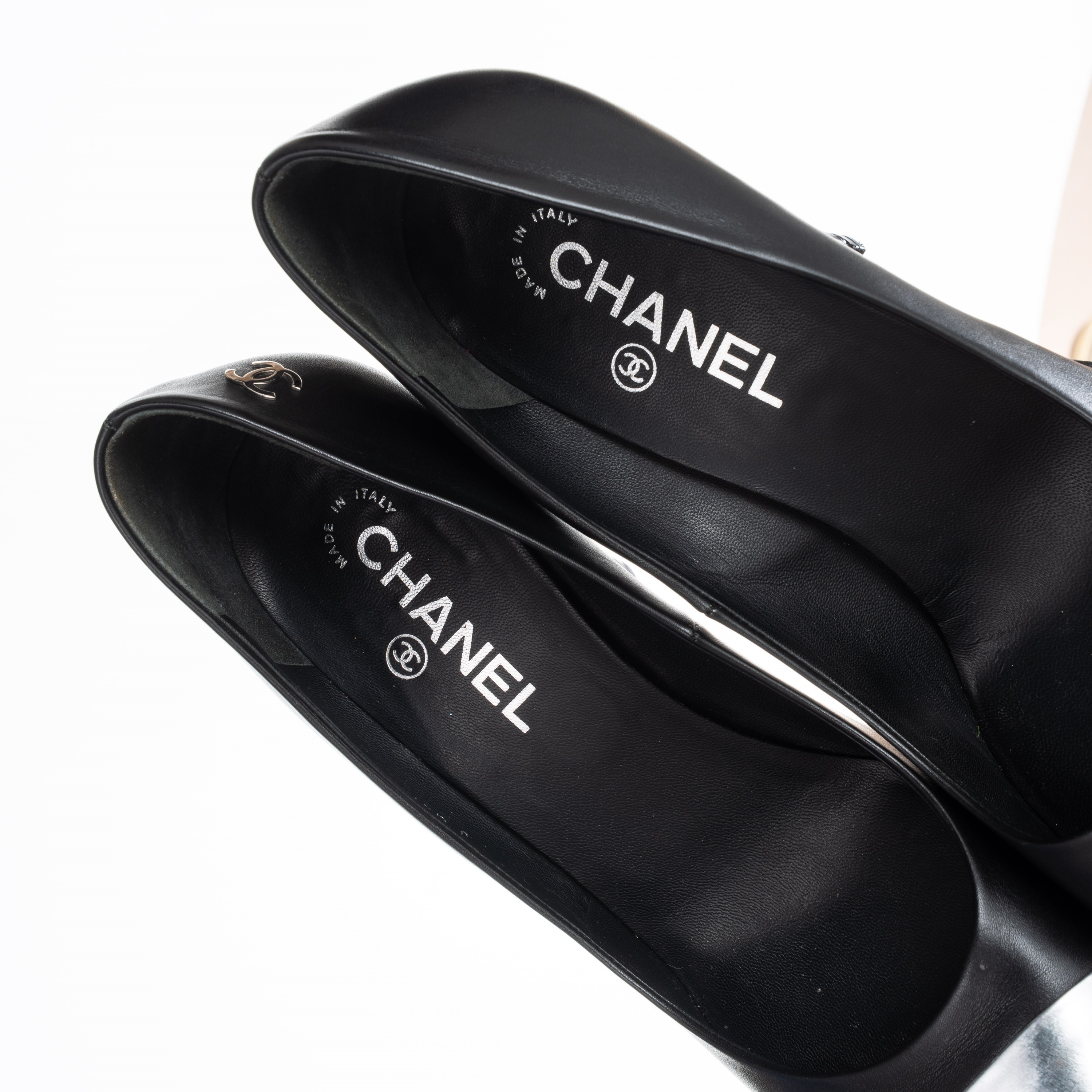 CHANEL TACCHI NERO E ARGENTO