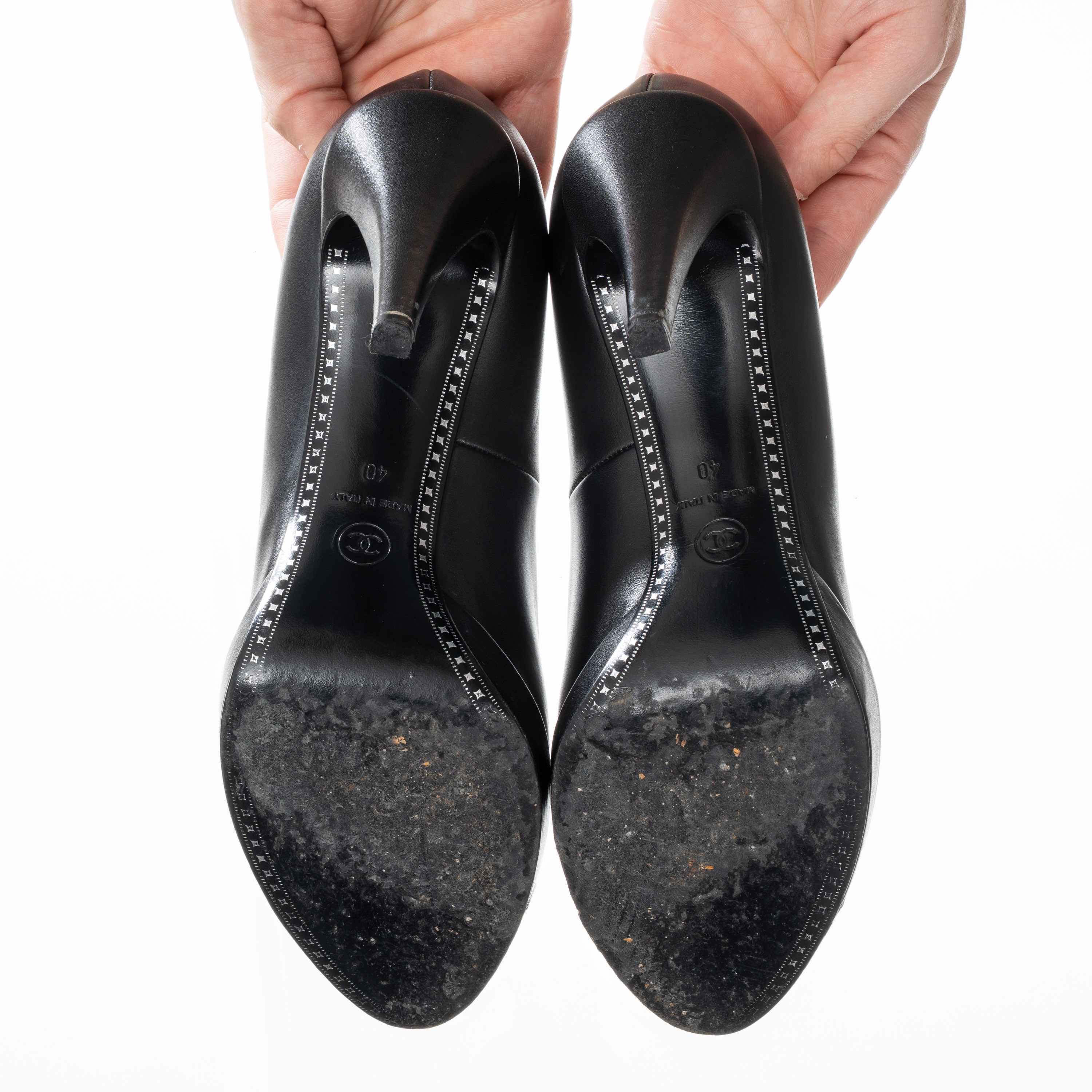 CHANEL TACCHI NERO E ARGENTO