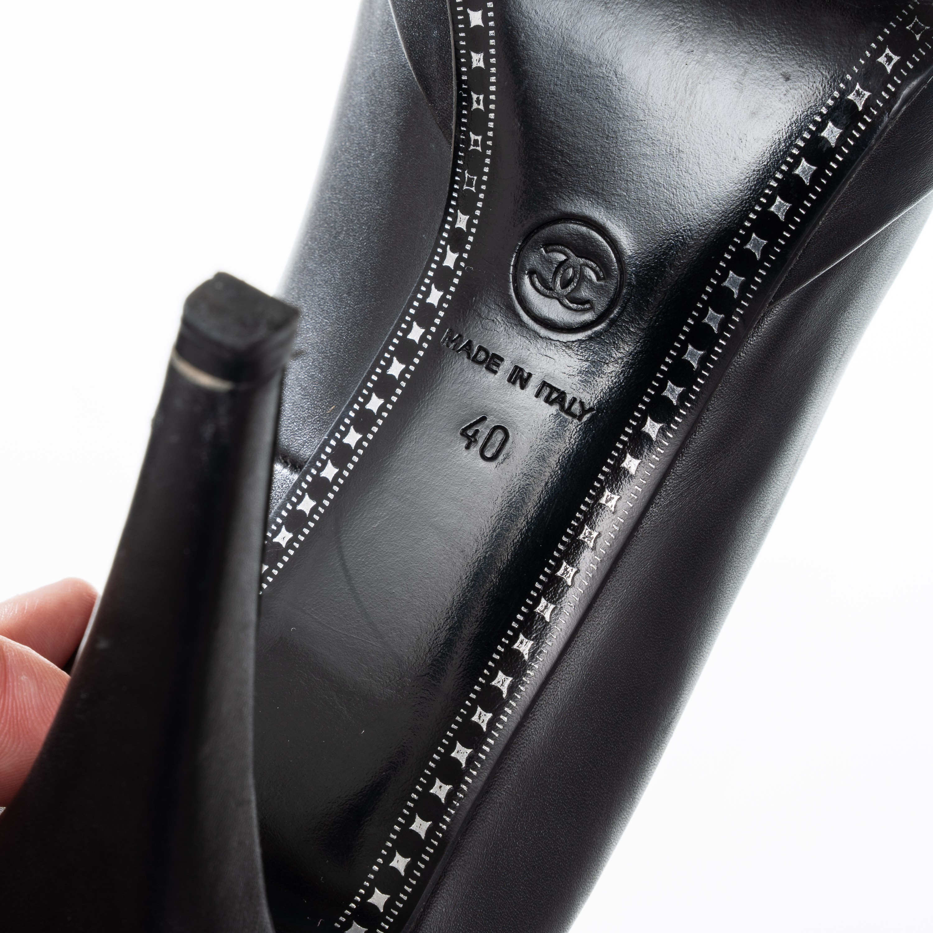 CHANEL TACCHI NERO E ARGENTO