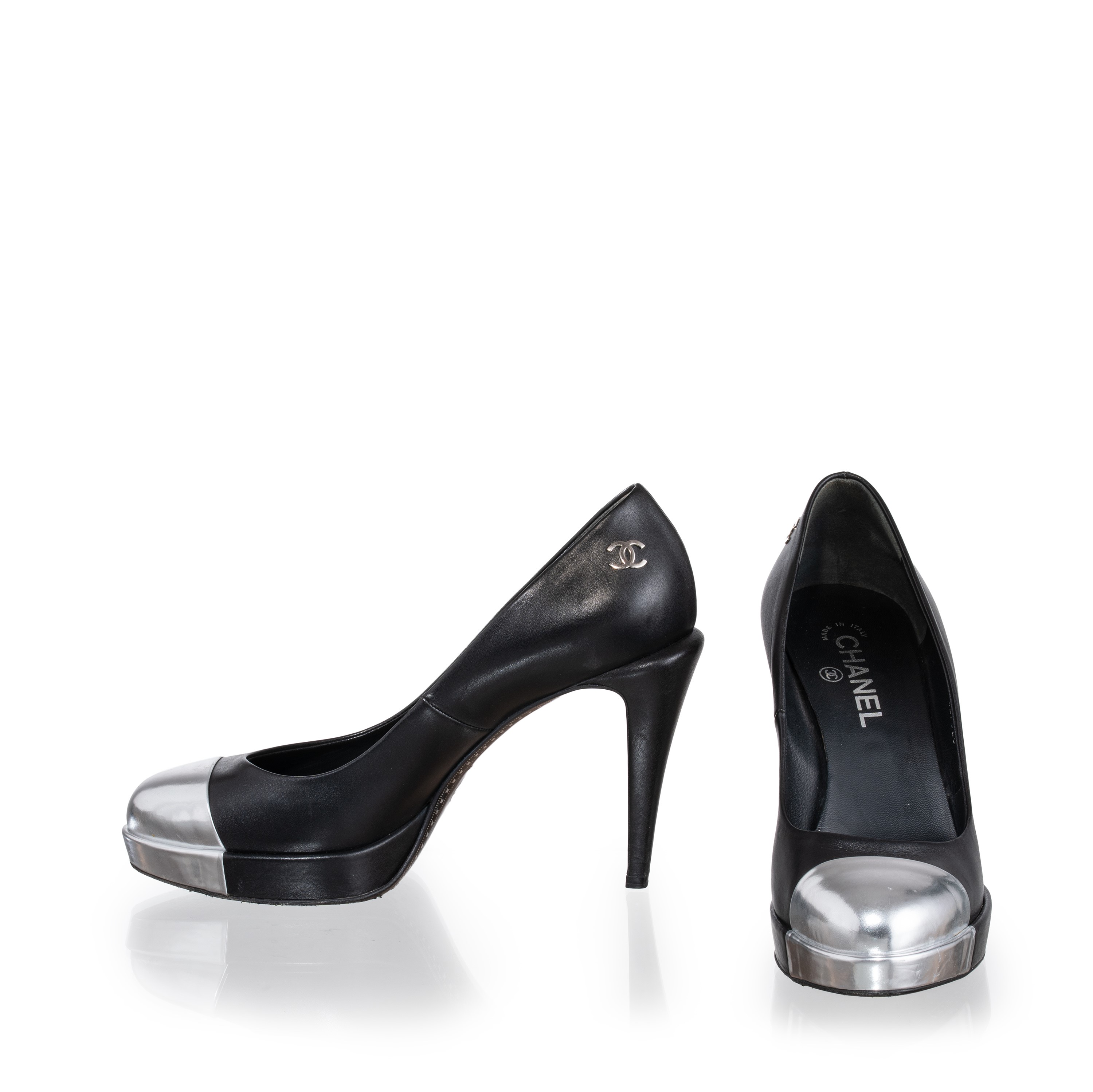 CHANEL TACCHI NERO E ARGENTO