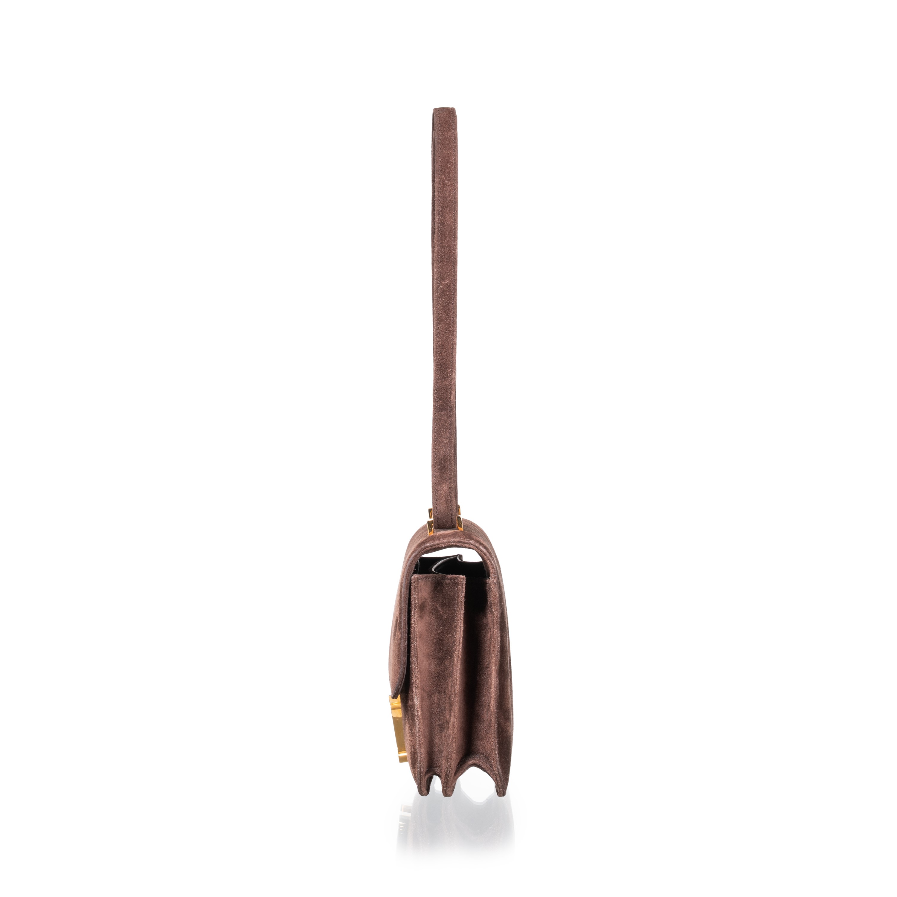 HERMÈS MINI CONSTANCE 18 IN PELLE SCAMOSCIATA MARRONE E METALLERIA DORATA