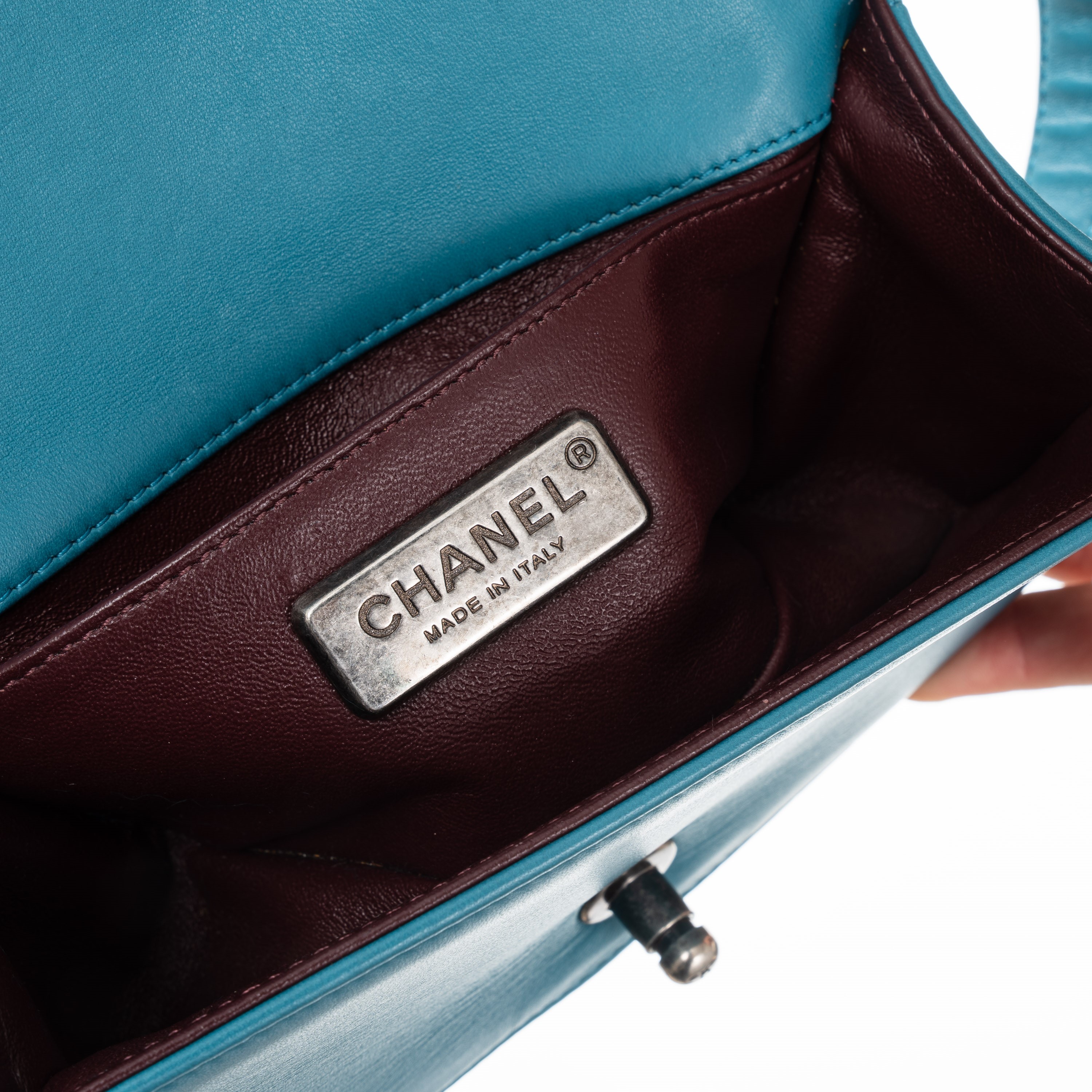 CHANEL BOY SMALL AZZURRA FUR - 2014