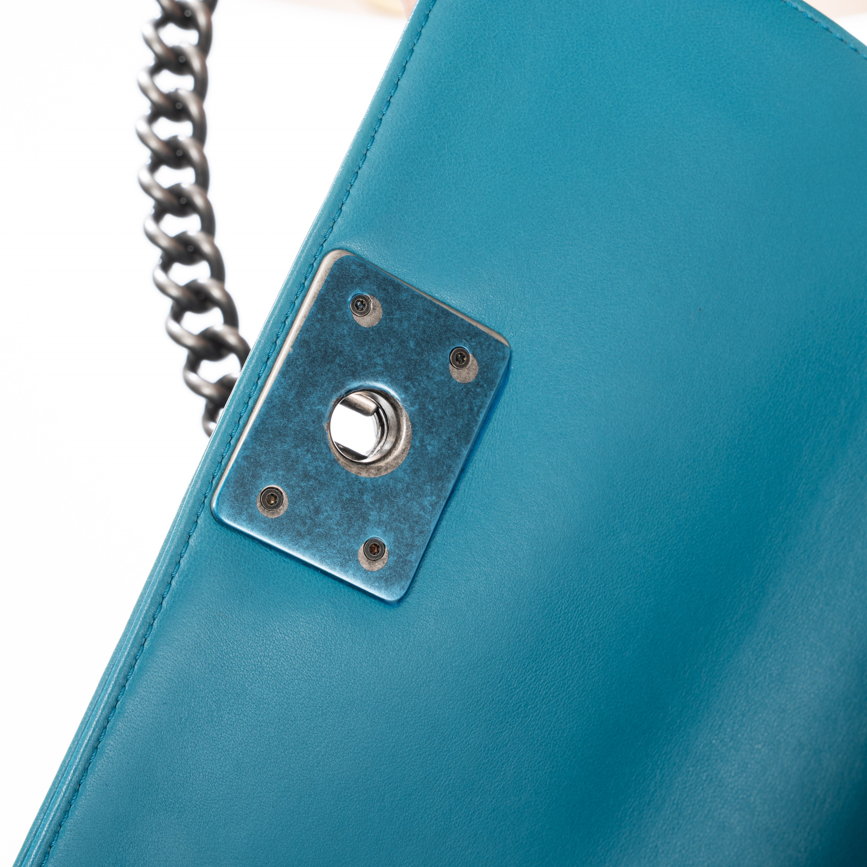 CHANEL BOY SMALL AZZURRA FUR - 2014